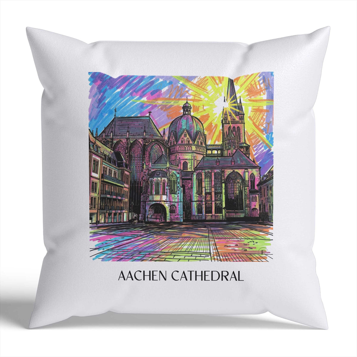 Aachener Dom Kissenhülle - Zierkissen Bezug - Rheinland - Deutschland Kissen bzw. Kissenbezug im Tag Graffiti Stil - favplace