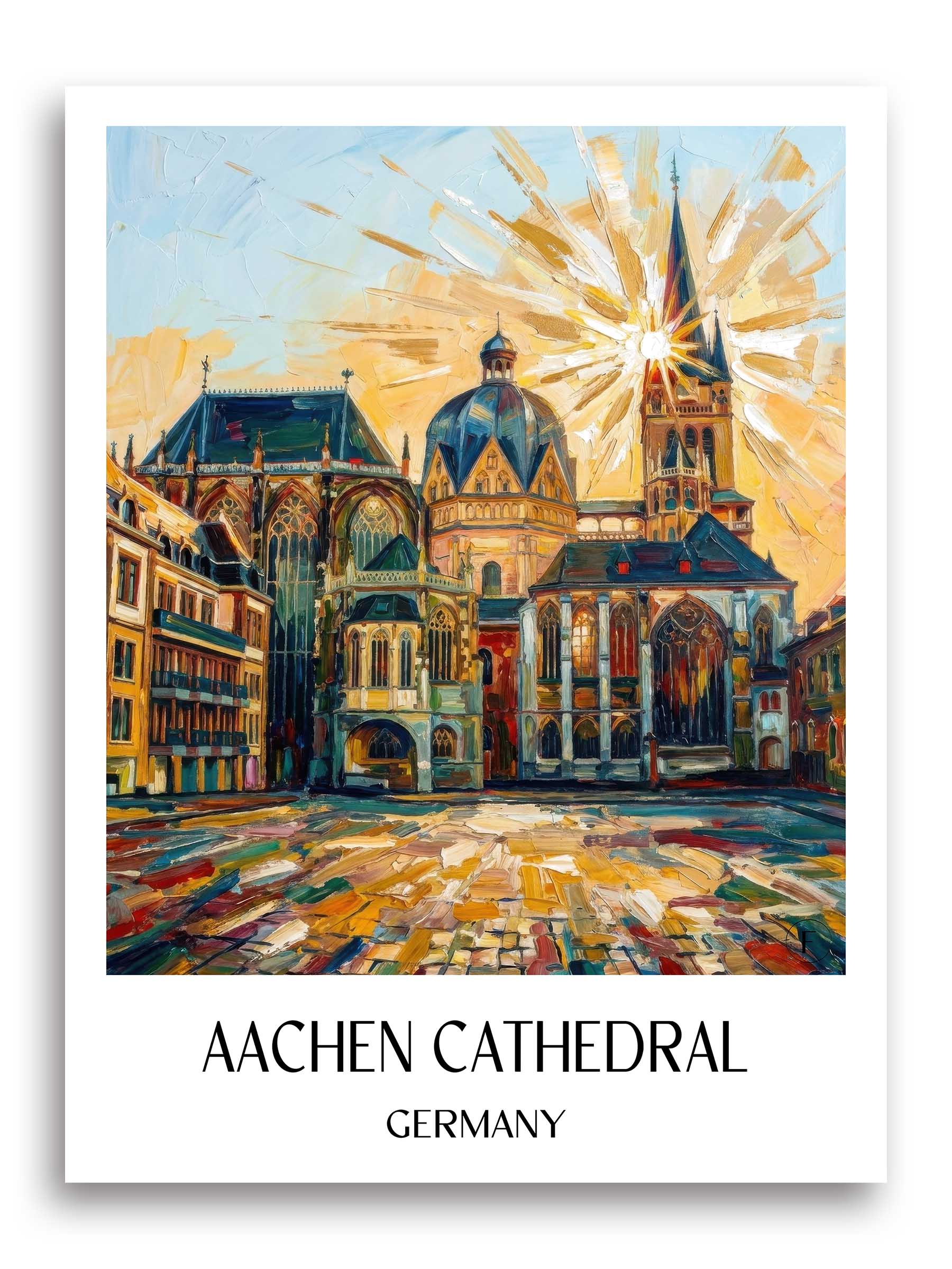 Aachener Dom Poster - Rheinland - Deutschland Kunstdruck - Ölgemälde von A4 bis A1 - favplace