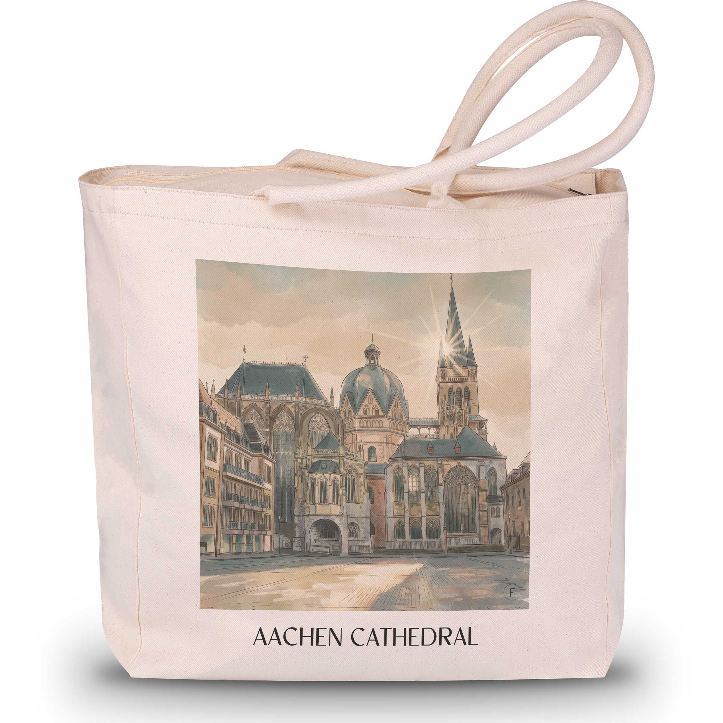 Aachener Dom Shopping Tasche - Rheinland - Deutschland Tote Bag - Einkaufstasche im Aquarell Stil - favplace