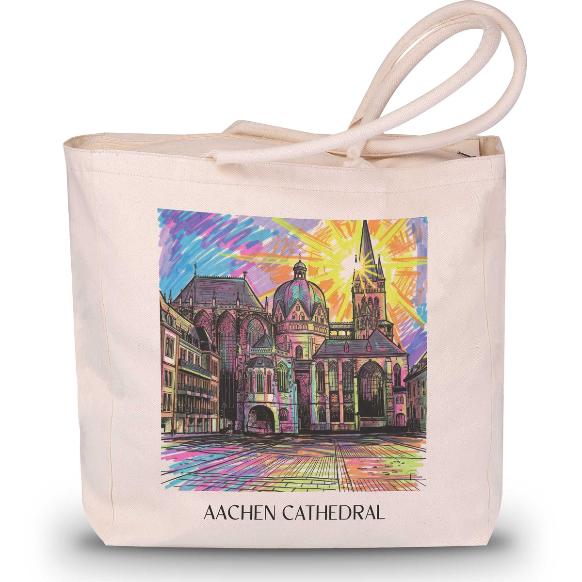 Aachener Dom Shopping Tasche - Rheinland - Deutschland Tote Bag - Einkaufstasche im Tag Graffiti Stil - favplace