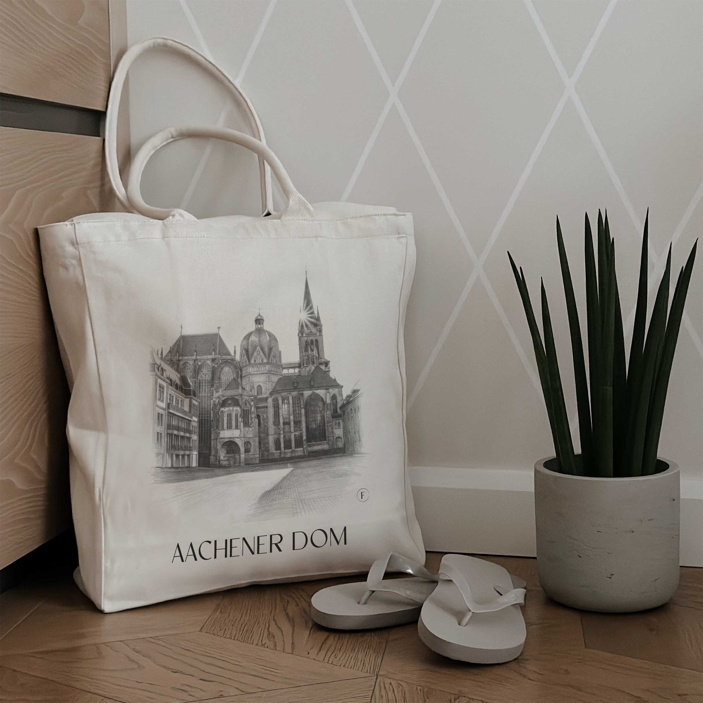 aachener-dom-rheinland-deutschland-einkaufstasche-bleistift-zeichnung-drawing