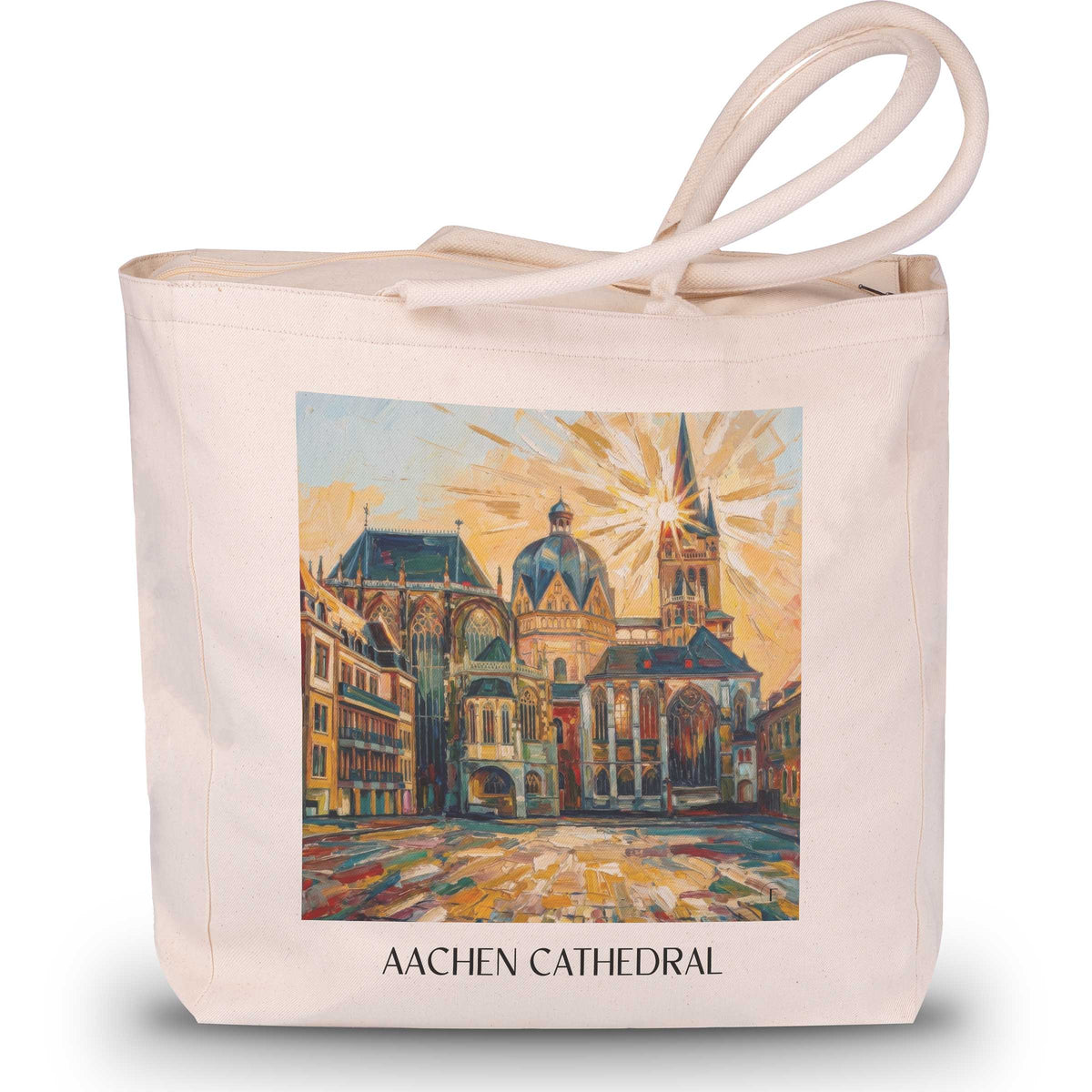 Aachener Dom Shopping Tasche - Rheinland - Deutschland Tote Bag - Einkaufstasche im Ölgemälde Stil - favplace