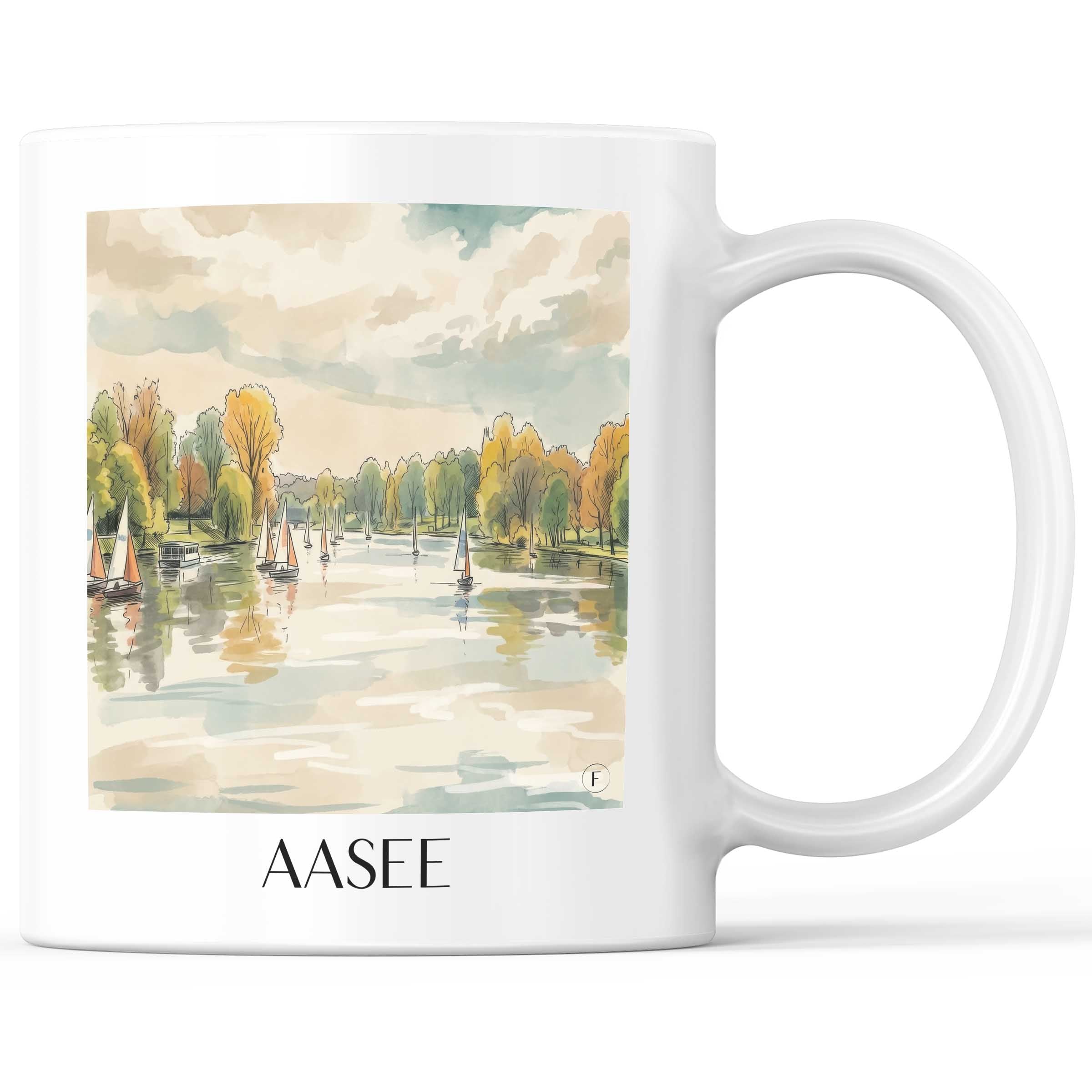 Aasee Kaffeebecher - Münster - Deutschland Becher - Kaffeetasse im Aquarell Stil - favplace