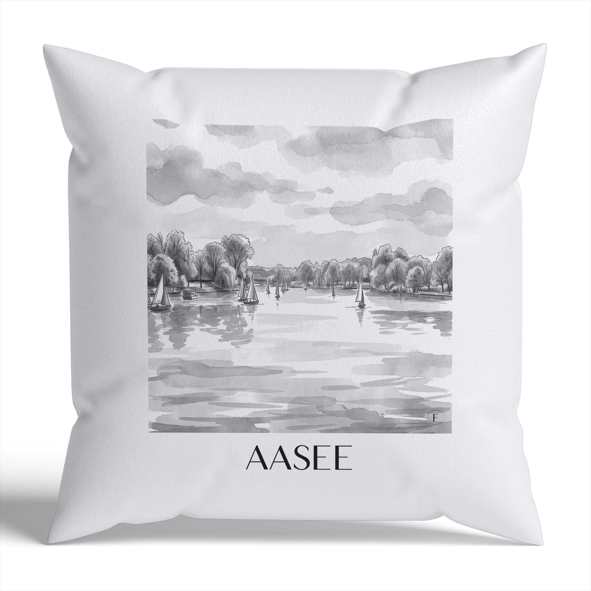 aasee-münster-deutschland-kissenbezug-aquarell-schwarz-weiss