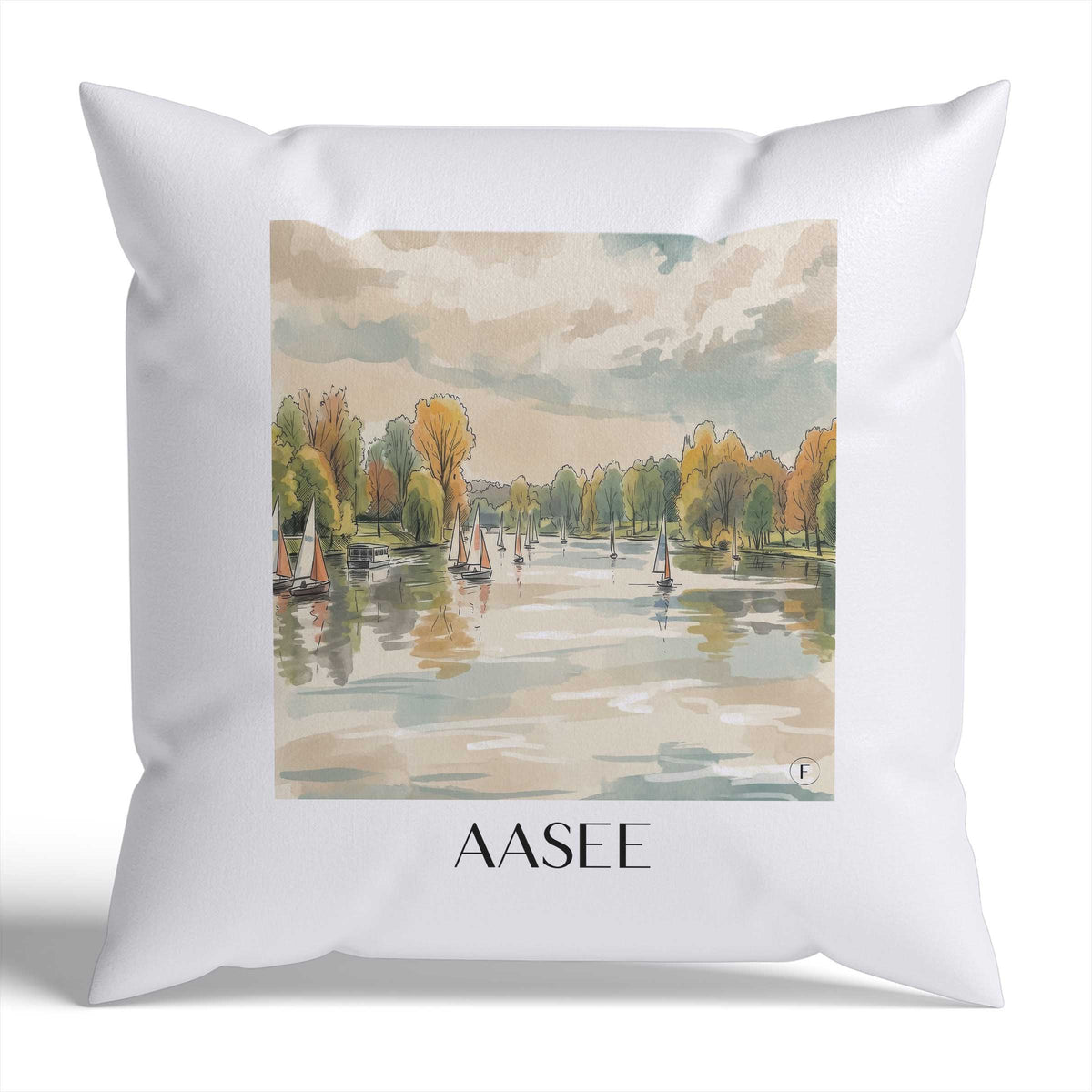 Aasee Kissenhülle - Zierkissen Bezug - Münster - Deutschland Kissen bzw. Kissenbezug im Aquarell Stil - favplace
