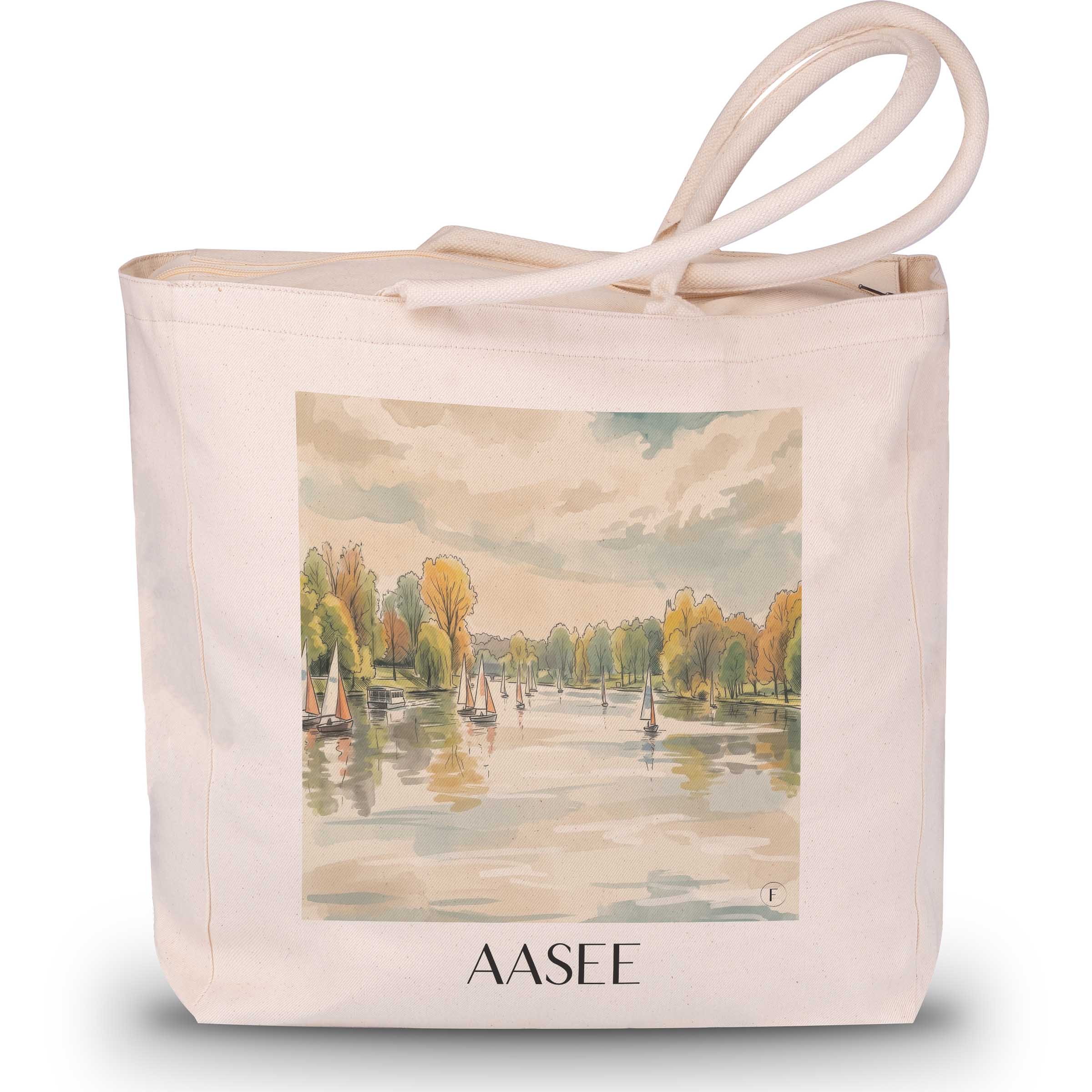 Aasee Shopping Tasche - Münster - Deutschland Tote Bag - Einkaufstasche im Aquarell Stil - favplace