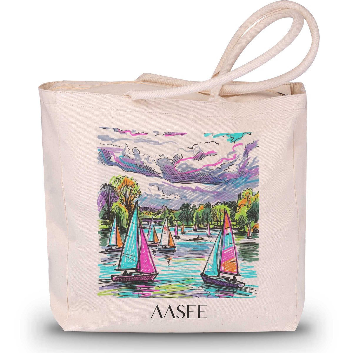Aasee Shopping Tasche - Münster - Deutschland Tote Bag - Einkaufstasche im Tag Graffiti Stil - favplace