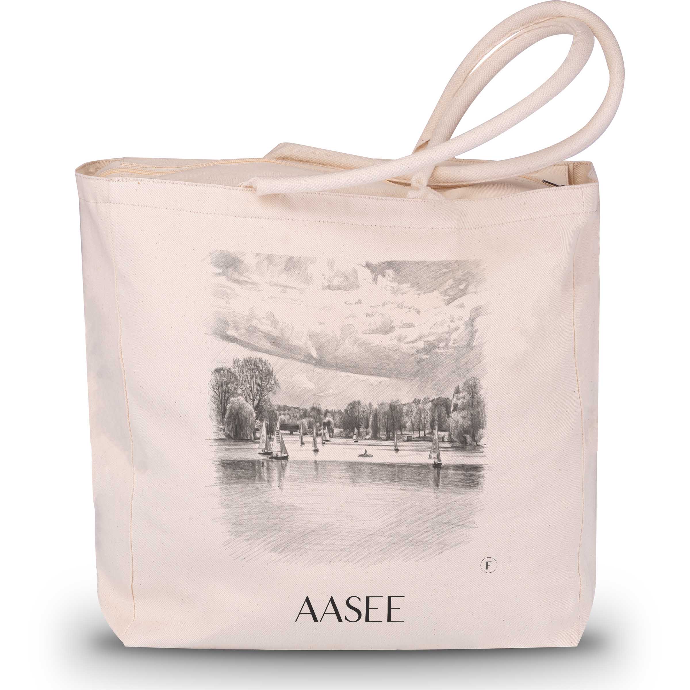 Aasee Shopping Tasche - Münster - Deutschland Tote Bag - Einkaufstasche im Zeichnung Stil