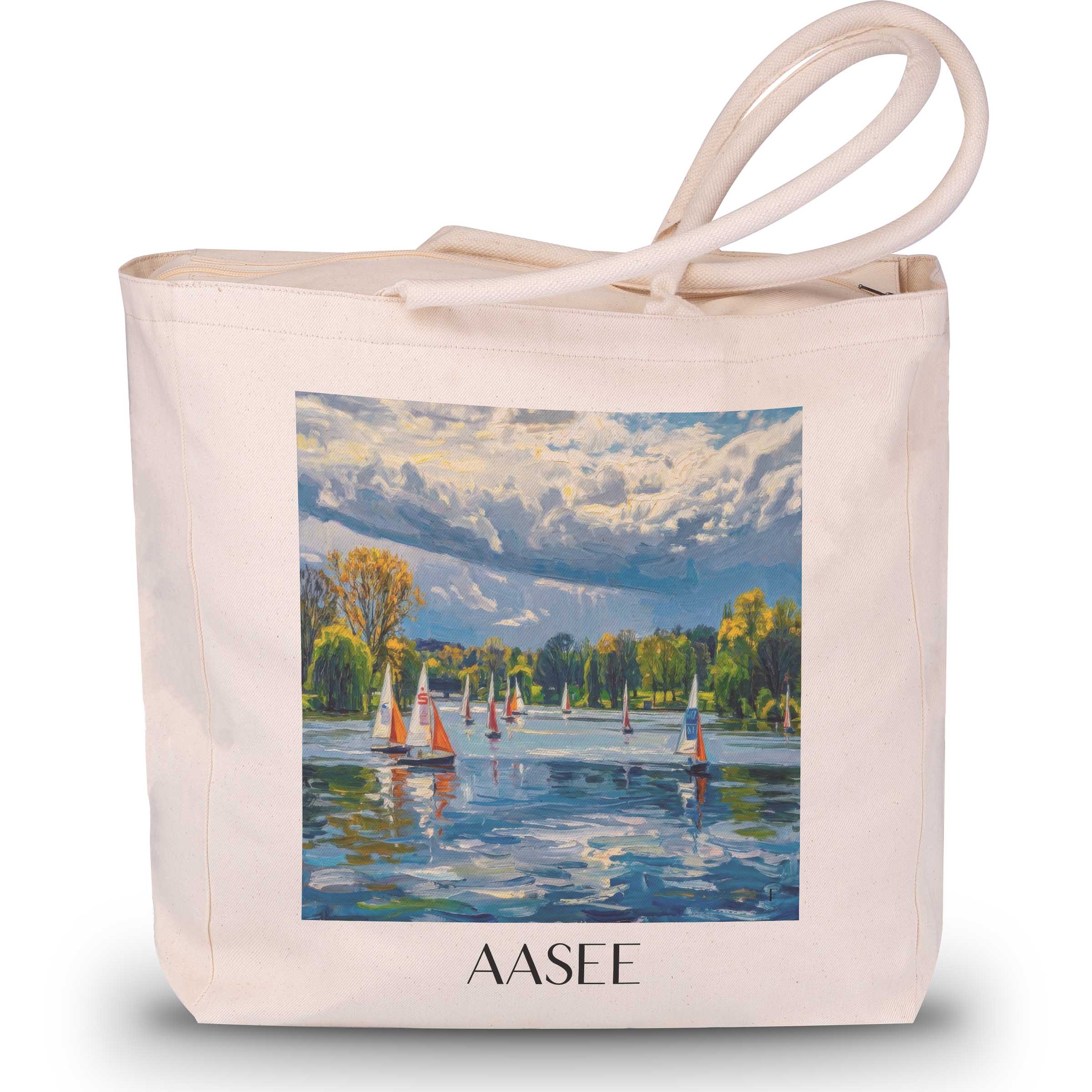 aasee-münster-deutschland-einkaufstasche-oil-painting-oelgemaelde