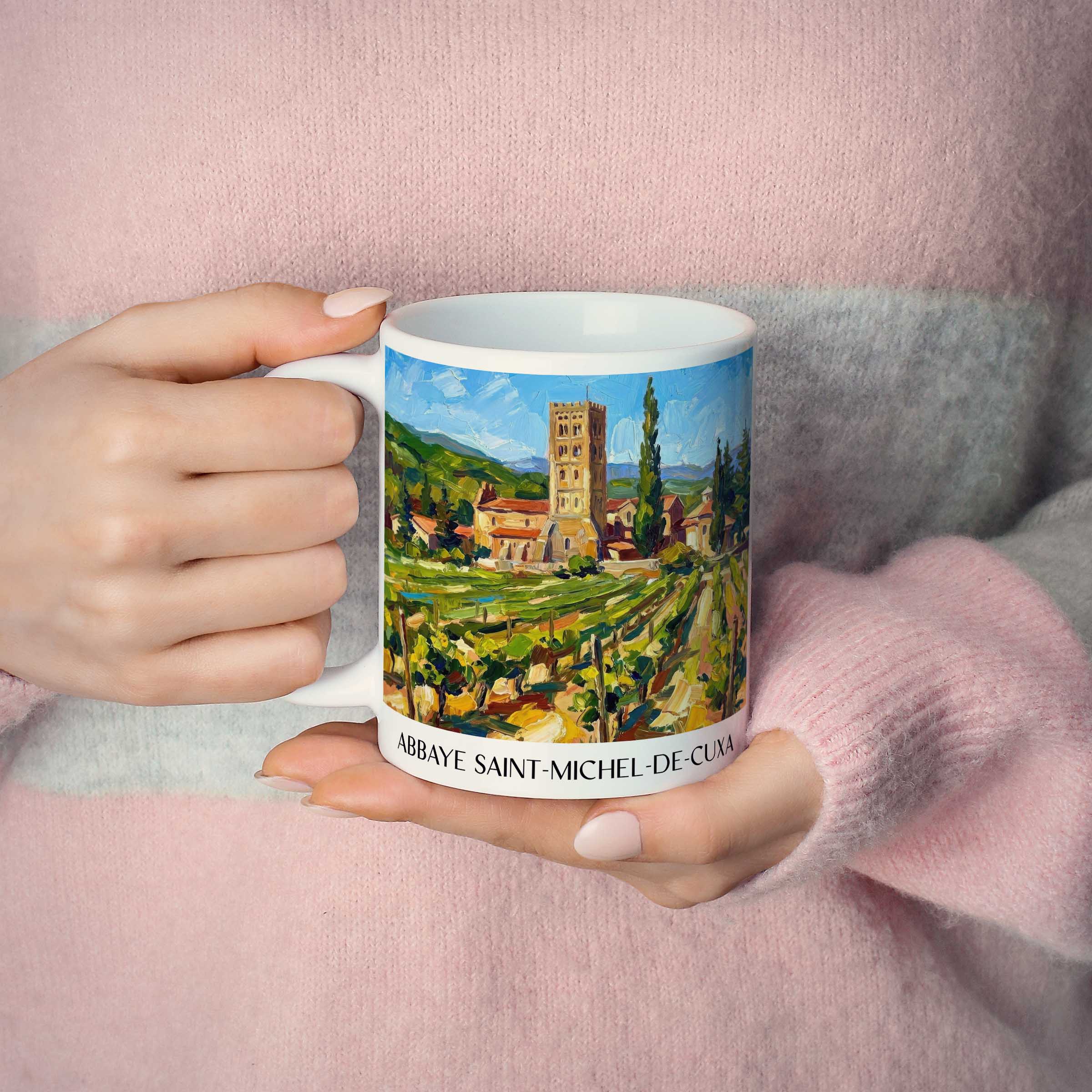 abbaye-saint-michel-de-cuxa-prades-frankreich-kaffeebecher-oil-painting-oelgemaelde