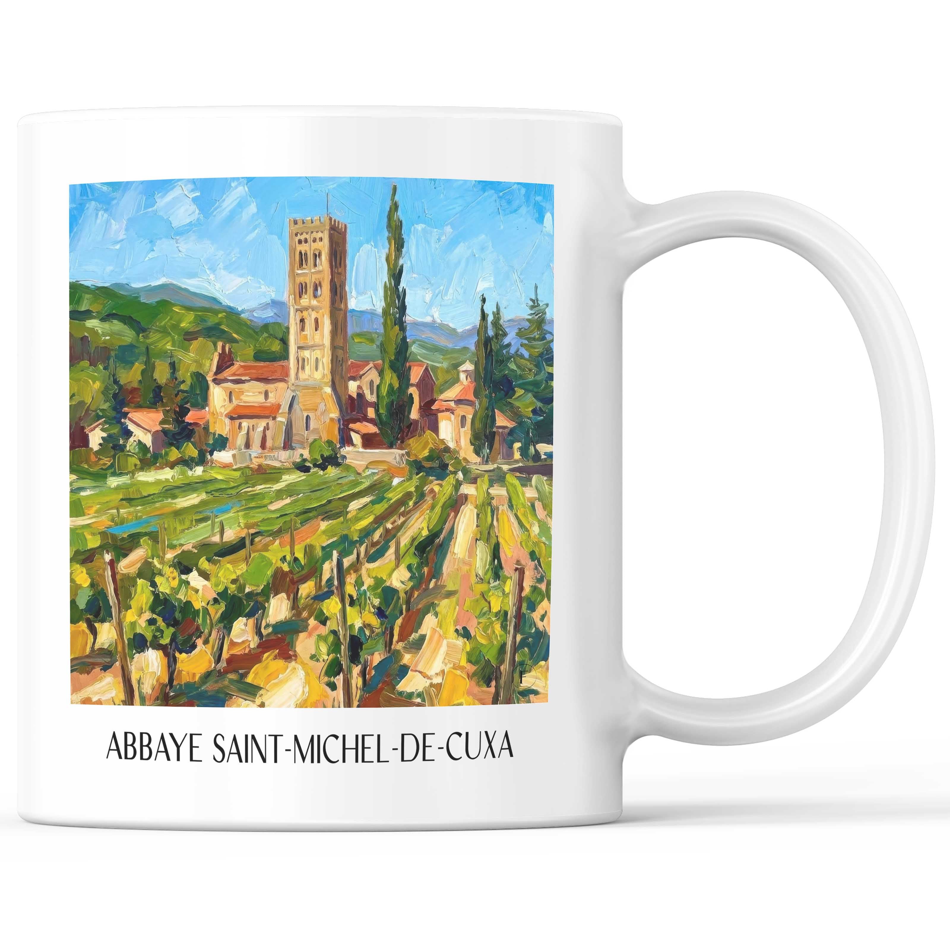 abbaye-saint-michel-de-cuxa-prades-frankreich-kaffeebecher-oil-painting-oelgemaelde