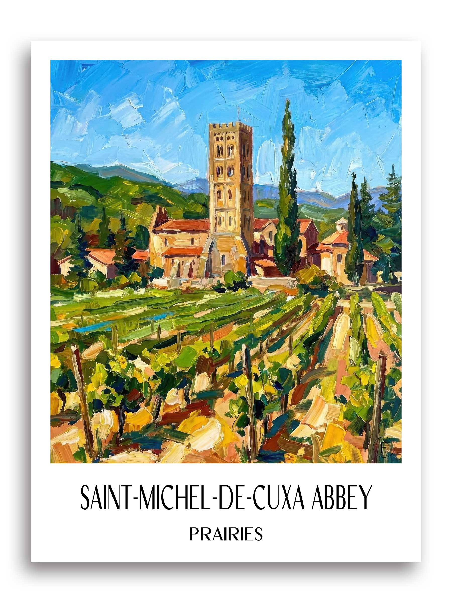 Abbaye Saint-Michel-de-Cuxa Poster - Prades - Frankreich Kunstdruck - Ölgemälde von A4 bis A1 - favplace