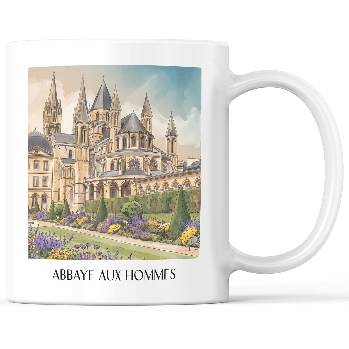 Abbaye aux Hommes Kaffeebecher - Caen - Frankreich Becher - Kaffeetasse im Aquarell Stil - favplace