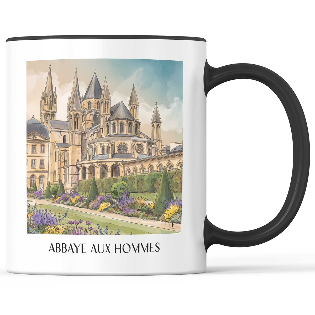 abbaye-aux-hommes-caen-frankreich-kaffeebecher-aquarell