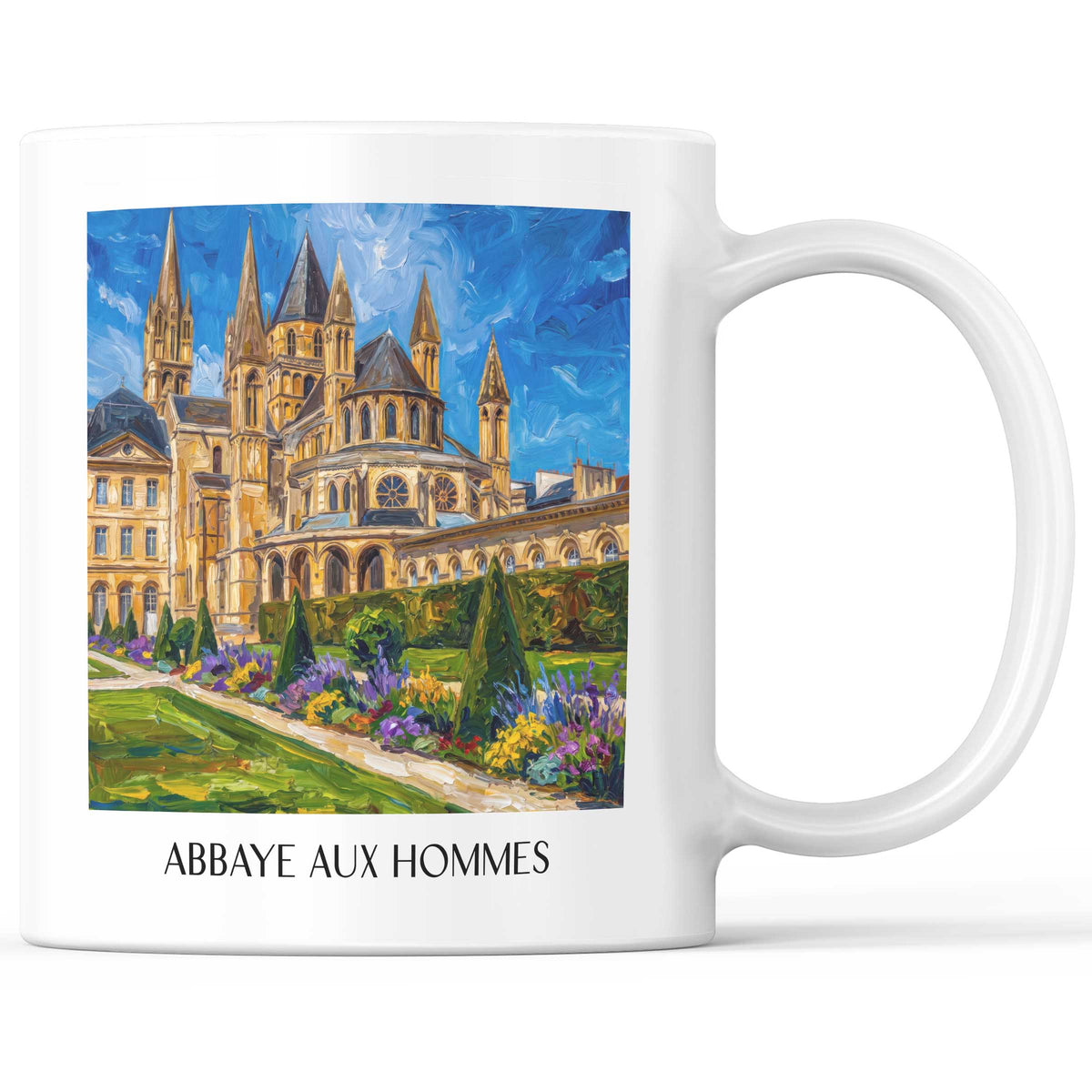 Abbaye aux Hommes Kaffeebecher - Caen - Frankreich Becher - Kaffeetasse im Ölgemälde Stil - favplace