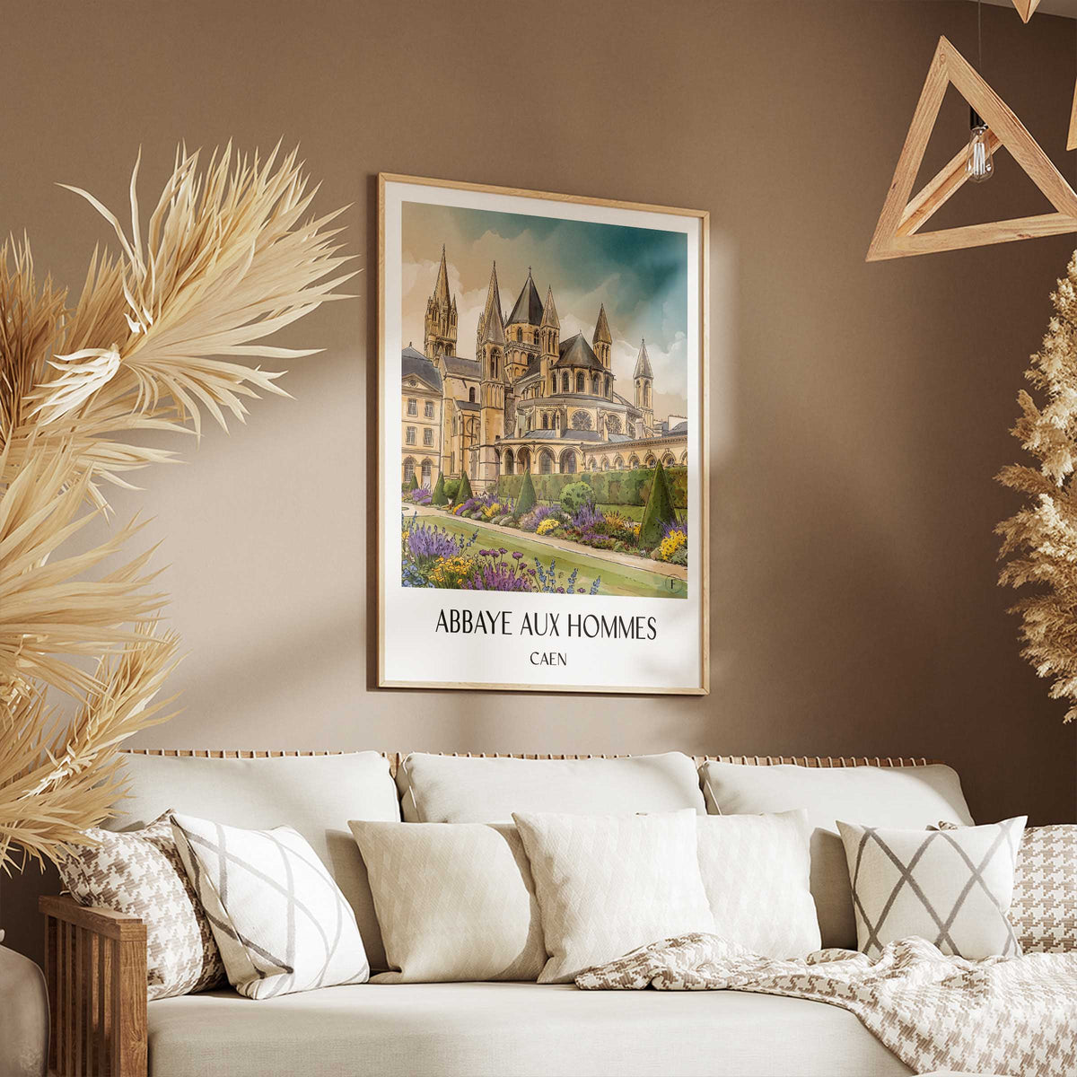 abbaye-aux-hommes-caen-frankreich-poster-aquarell