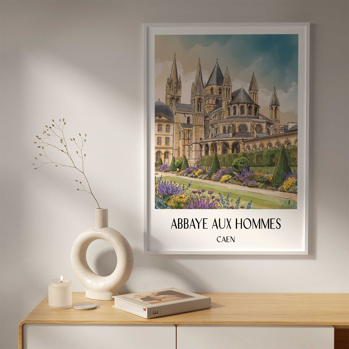 abbaye-aux-hommes-caen-frankreich-poster-aquarell