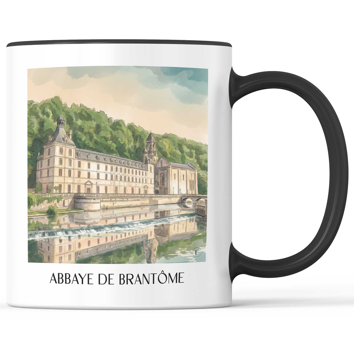 abbaye-de-brantôme-brantôme-frankreich-kaffeebecher-aquarell