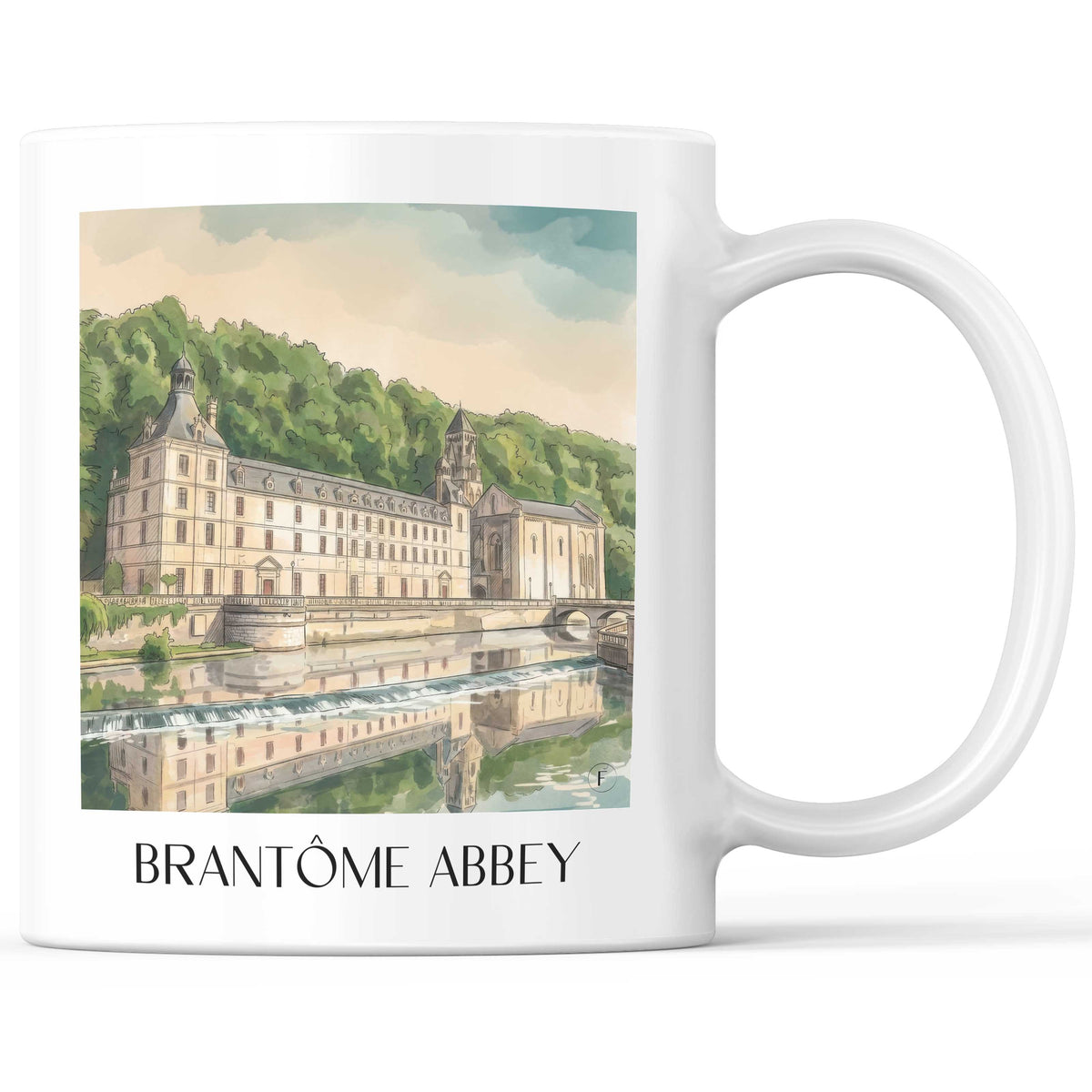 Abbaye de Brantôme Kaffeebecher - Brantôme - Frankreich Becher - Kaffeetasse im Aquarell Stil - favplace