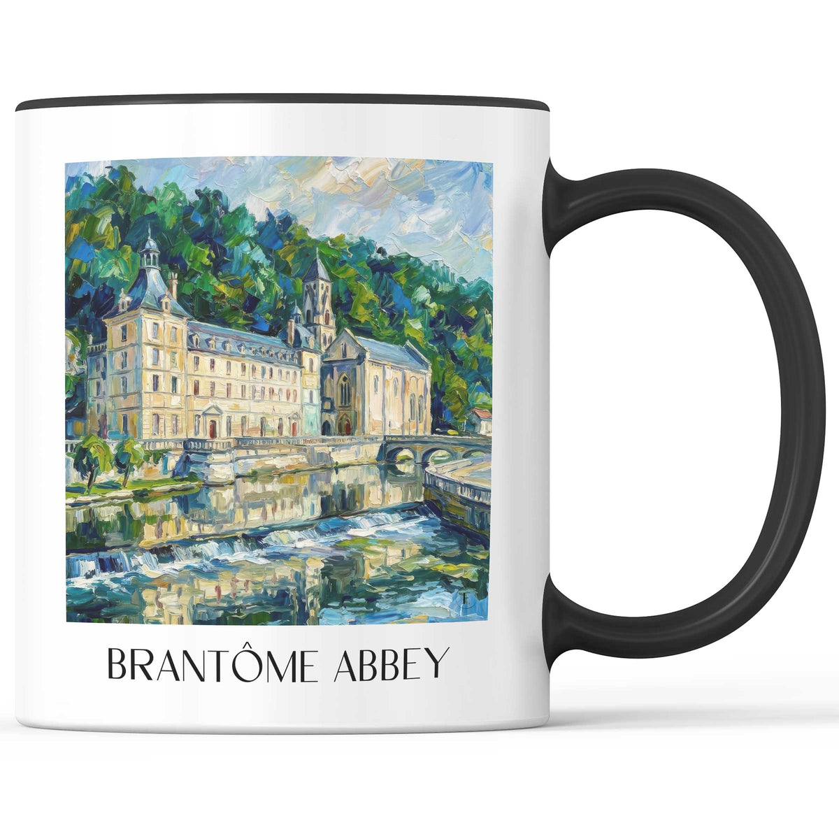 Abbaye de Brantôme Kaffeebecher - Brantôme - Frankreich Becher - Kaffeetasse im Ölgemälde Stil - favplace