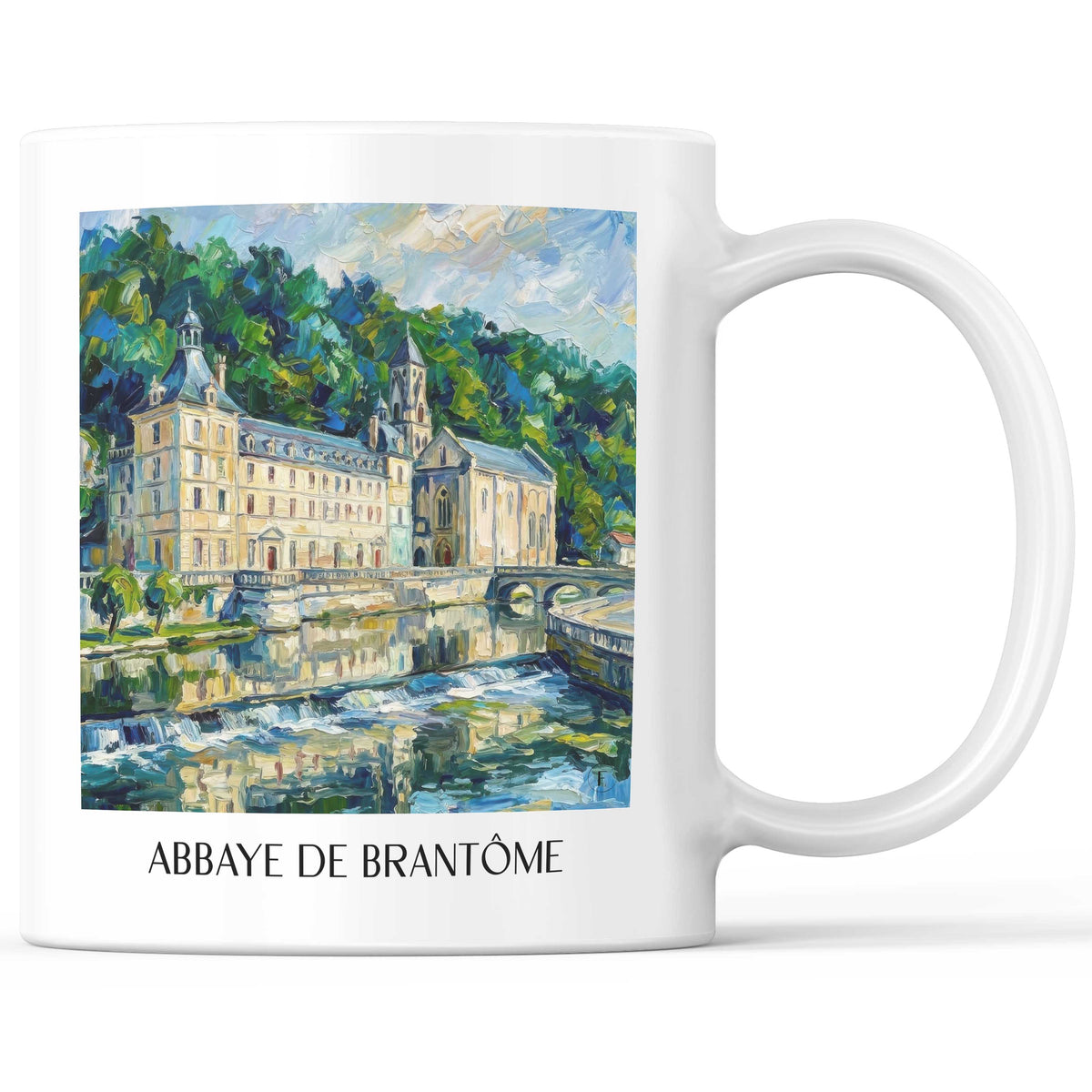 Abbaye de Brantôme Kaffeebecher - Brantôme - Frankreich Becher - Kaffeetasse im Ölgemälde Stil - favplace