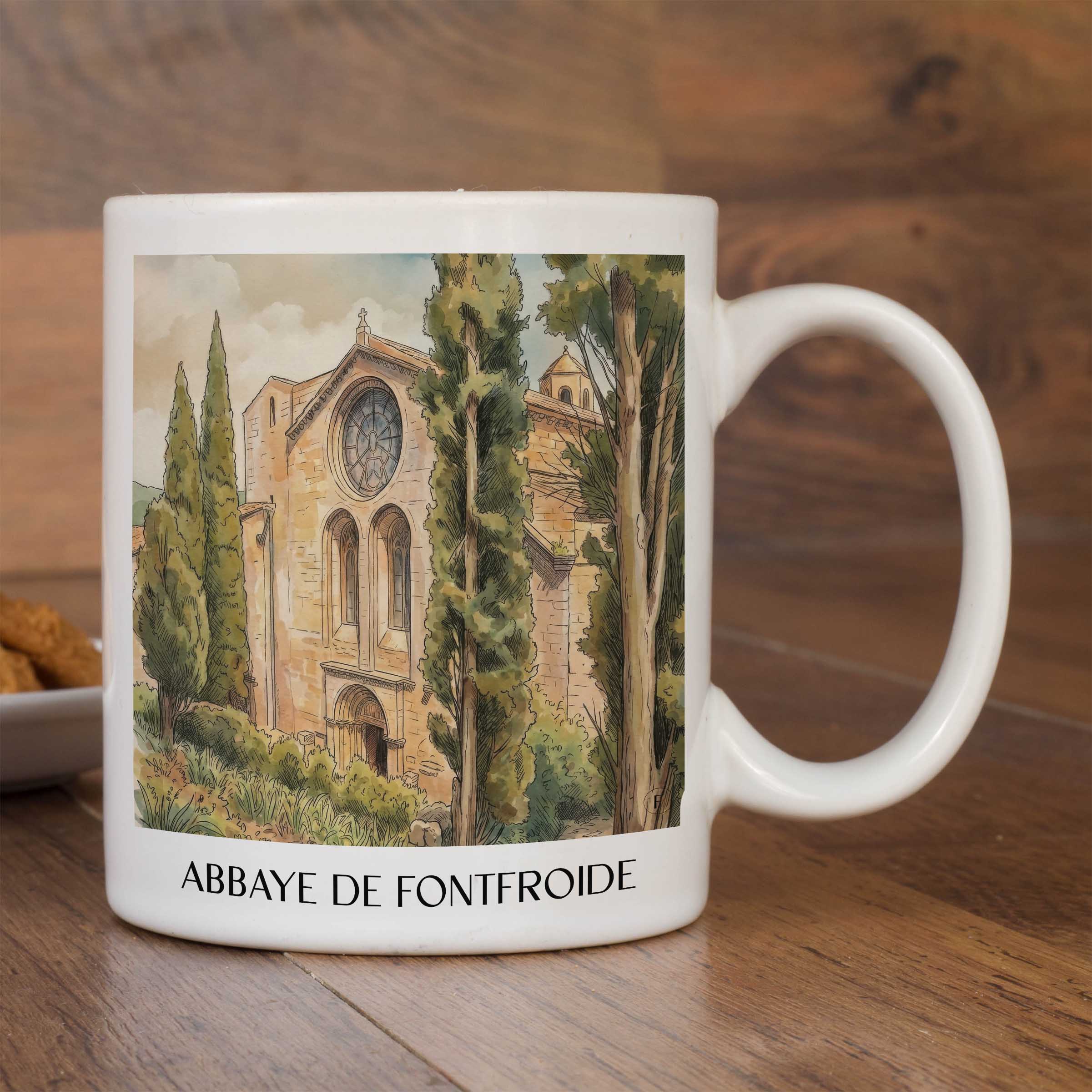 abbaye-de-fontfroide-corbières-frankreich-kaffeebecher-aquarell