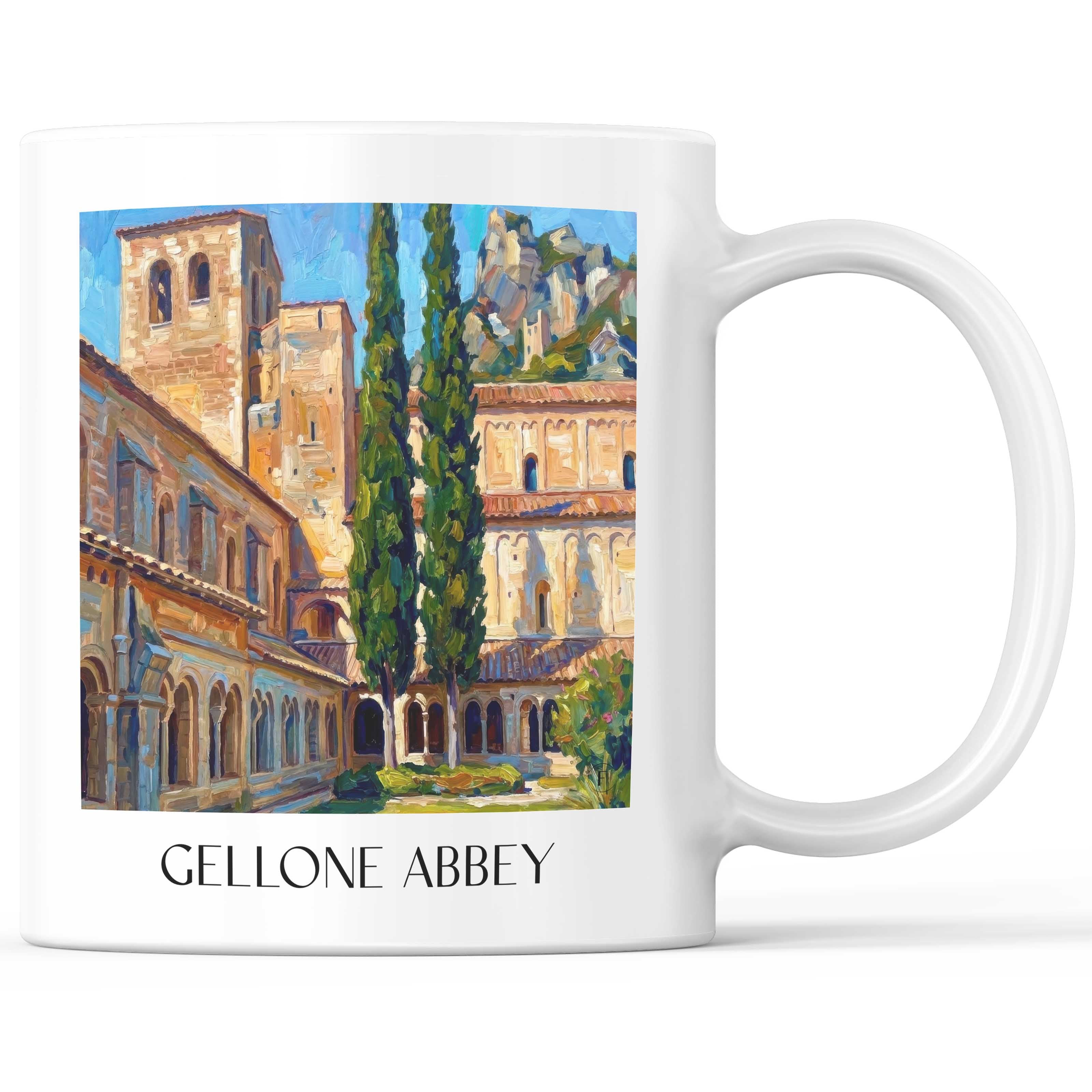 Abbaye de Gellone Kaffeebecher - Saint-Guilhem-le-Désert - Frankreich Becher - Kaffeetasse im Ölgemälde Stil - favplace