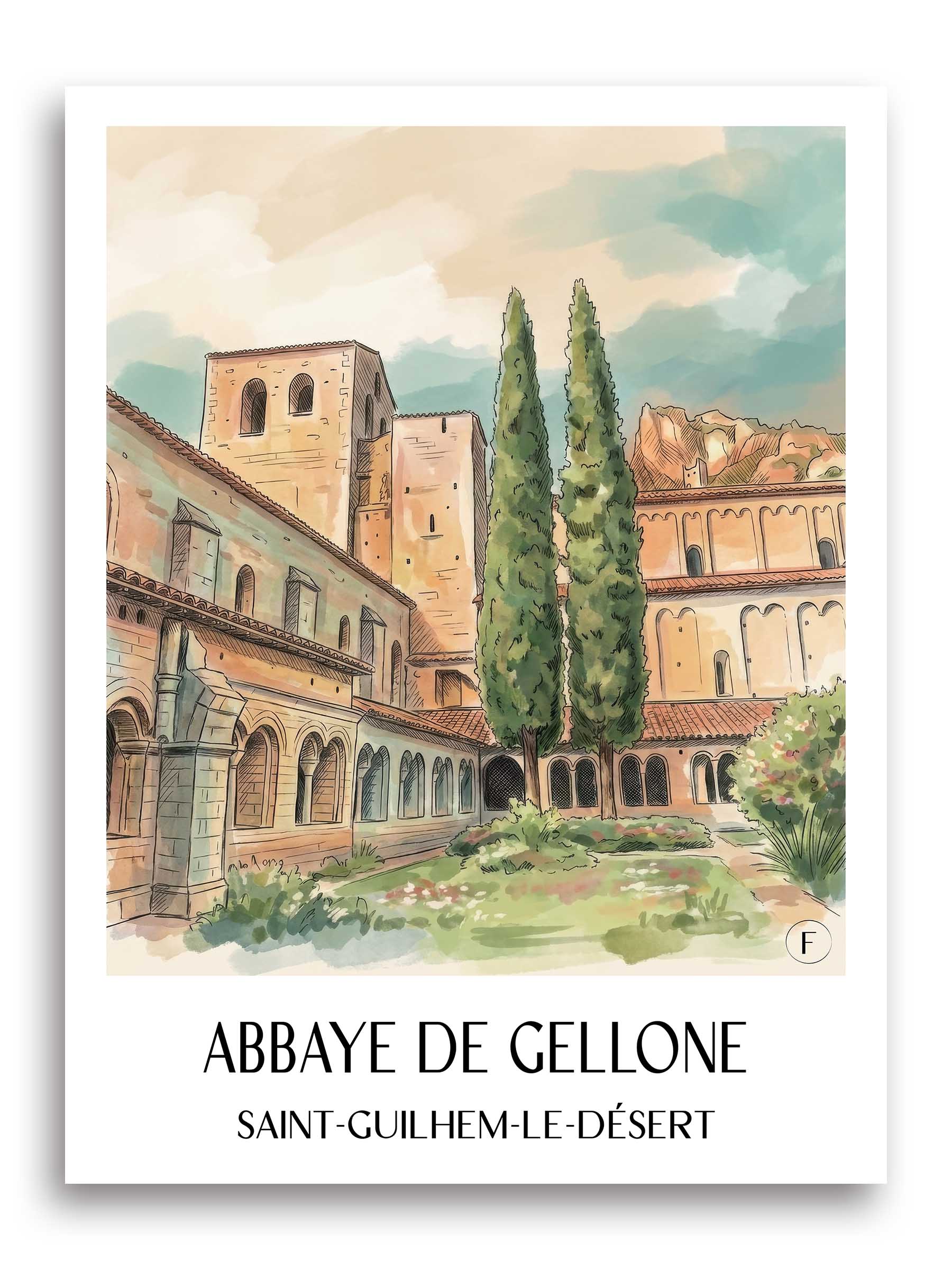 abbaye-de-gellone-saint-guilhem-le-désert-frankreich-poster-aquarell