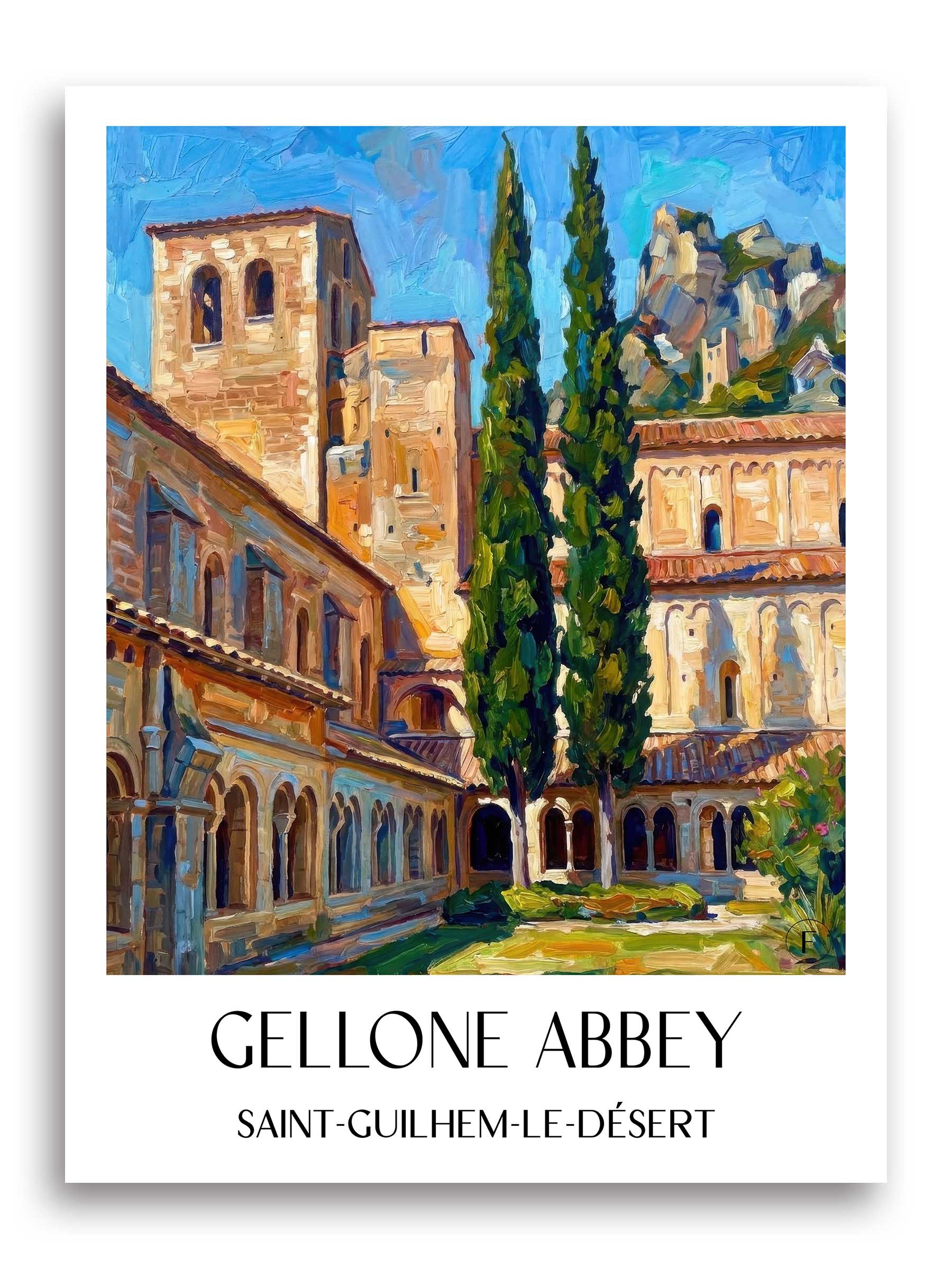 Abbaye de Gellone Poster - Saint-Guilhem-le-Désert - Frankreich Kunstdruck - Ölgemälde von A4 bis A1 - favplace