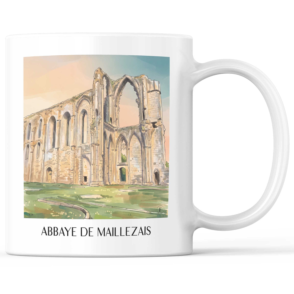 Abbaye de Maillezais Kaffeebecher - Marais Poitevin - Frankreich Becher - Kaffeetasse im Aquarell Stil