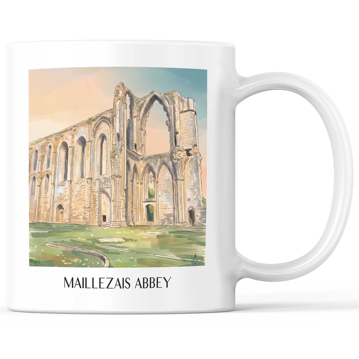 Abbaye de Maillezais Kaffeebecher - Marais Poitevin - Frankreich Becher - Kaffeetasse im Aquarell Stil