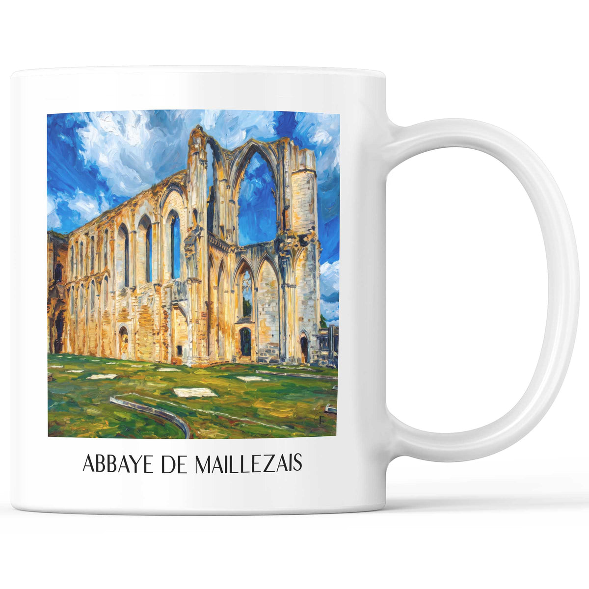 Abbaye de Maillezais Kaffeebecher - Marais Poitevin - Frankreich Becher - Kaffeetasse im Ölgemälde Stil - favplace