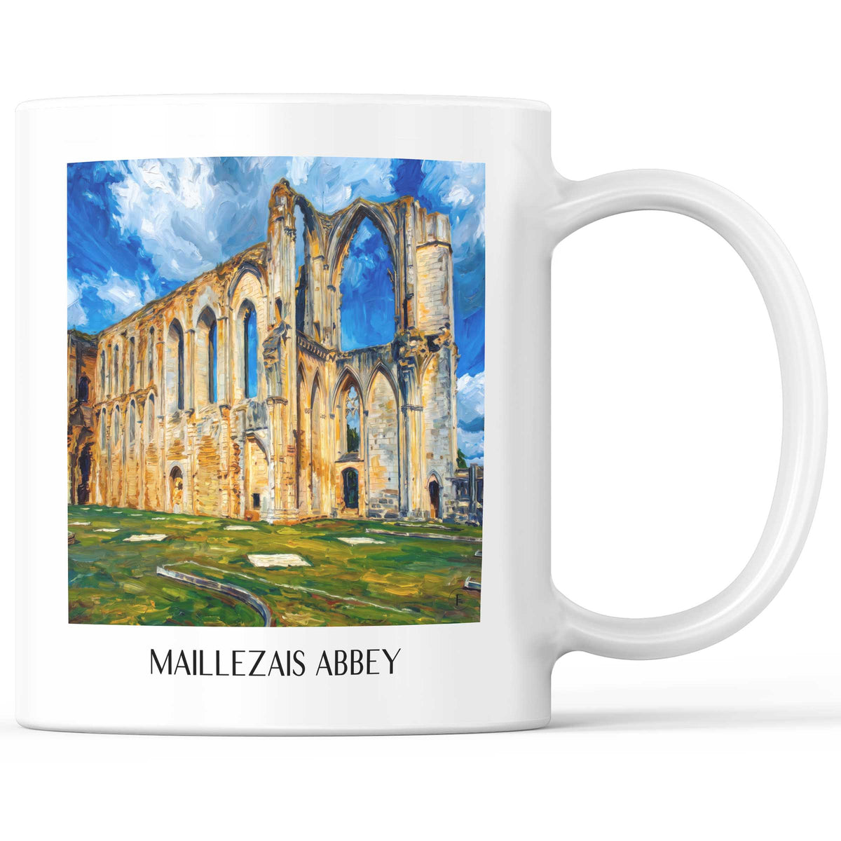 Abbaye de Maillezais Kaffeebecher - Marais Poitevin - Frankreich Becher - Kaffeetasse im Ölgemälde Stil - favplace