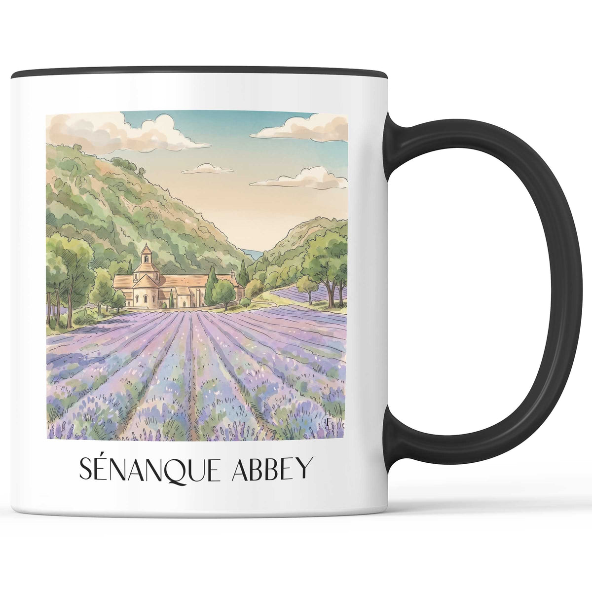Abbaye de Sénanque Kaffeebecher - Gordes - Frankreich Becher - Kaffeetasse im Aquarell Stil - favplace