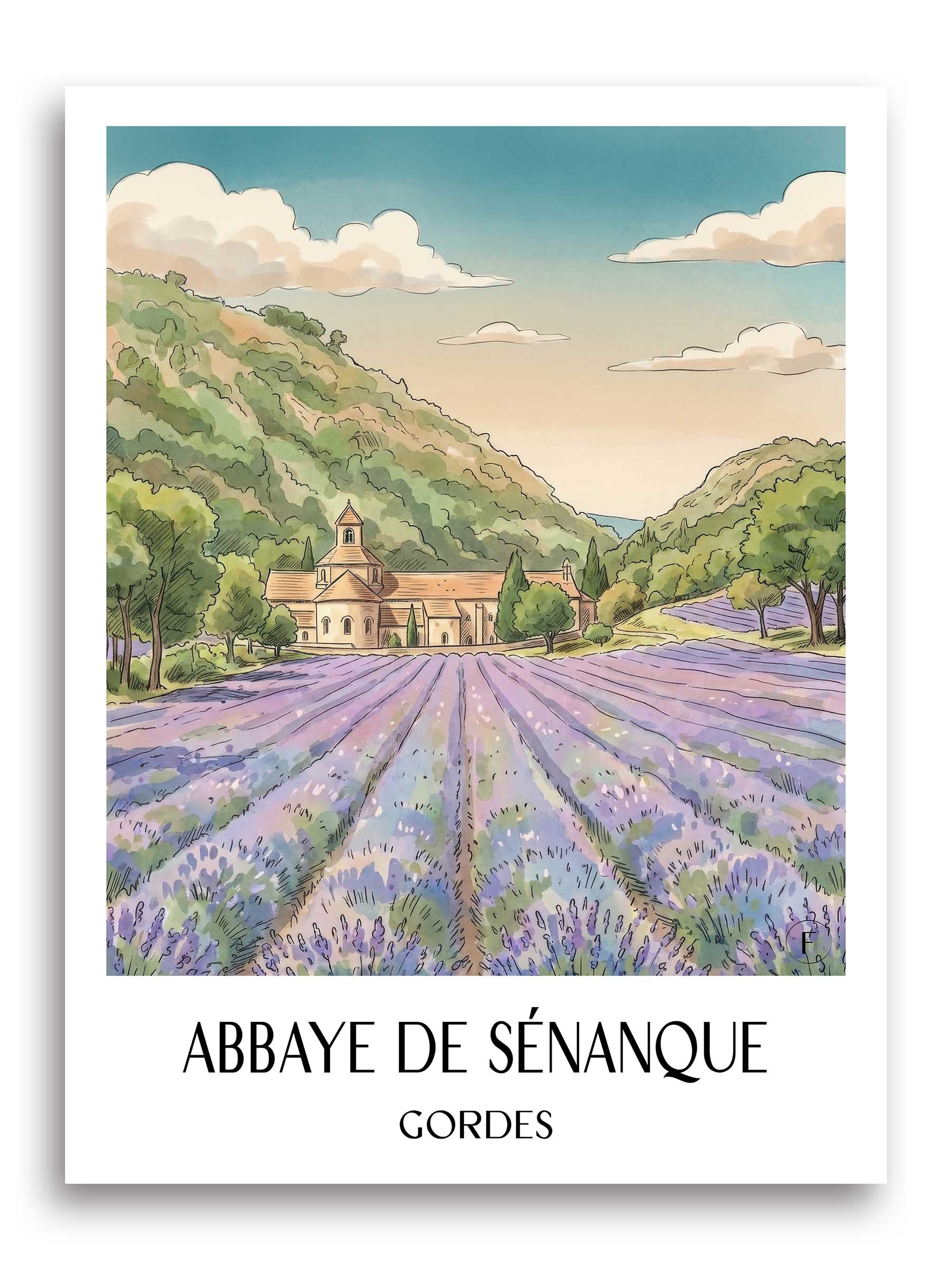 abbaye-de-sénanque-gordes-frankreich-poster-aquarell