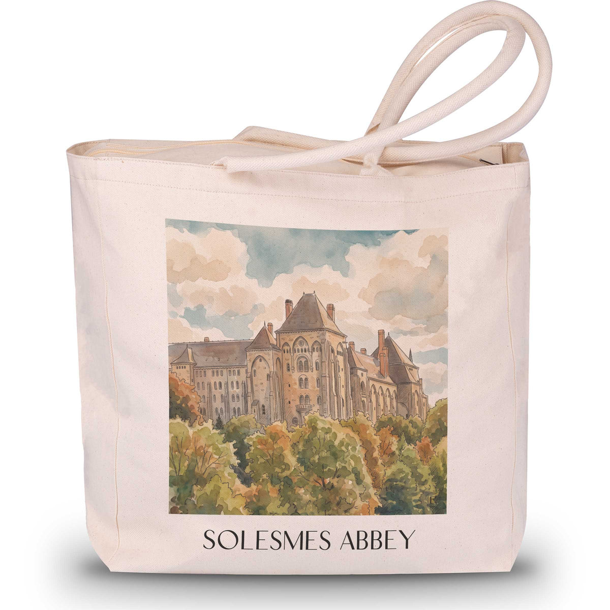 Abbaye de Solesmes Shopping Tasche - Vallée de la Sarthe - Frankreich Tote Bag - Einkaufstasche im Aquarell Stil - favplace