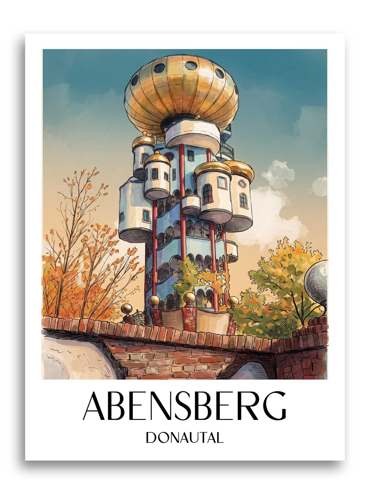 abensberg-donautal-deutschland-poster-aquarell