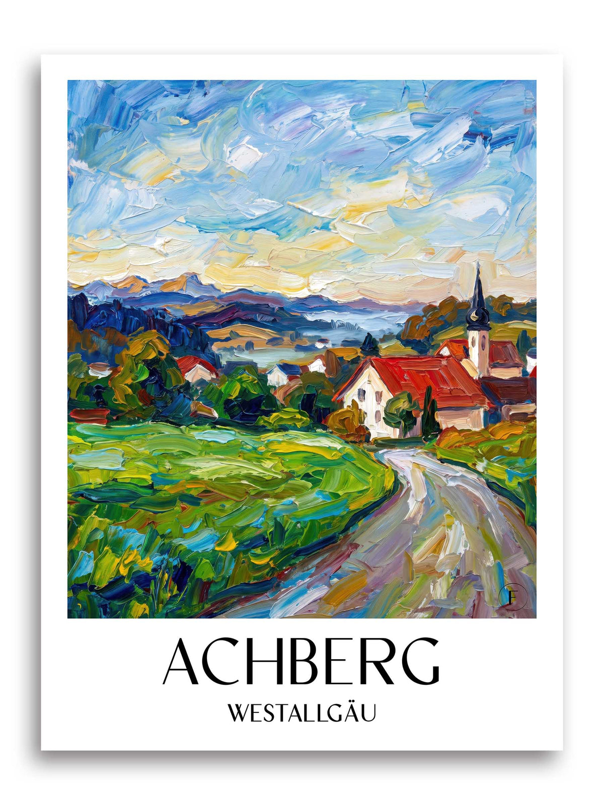 Achberg Poster - Westallgäu - Deutschland Kunstdruck - Ölgemälde von A4 bis A1 - favplace