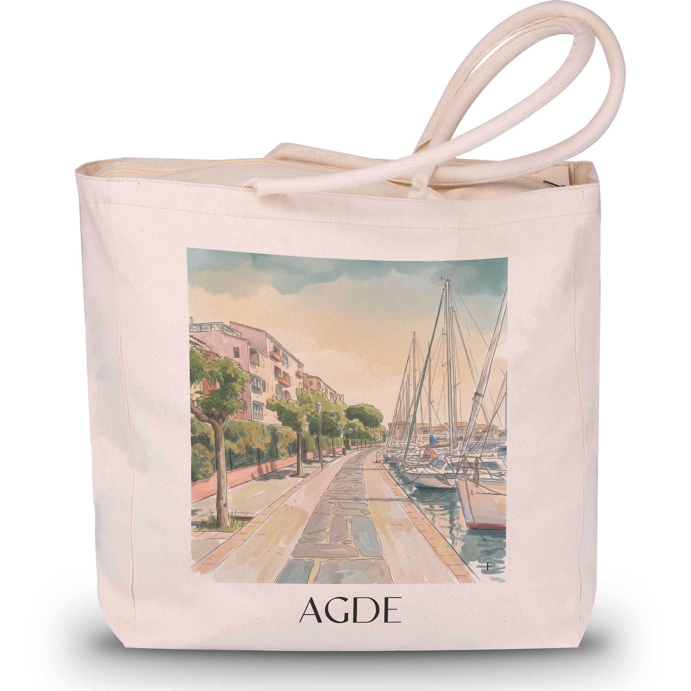 agde-okzitanien-frankreich-einkaufstasche-aquarell