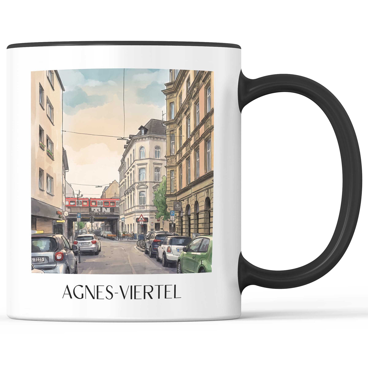 Agnes-Viertel Kaffeebecher - Köln - Deutschland Becher - Kaffeetasse im Aquarell Stil