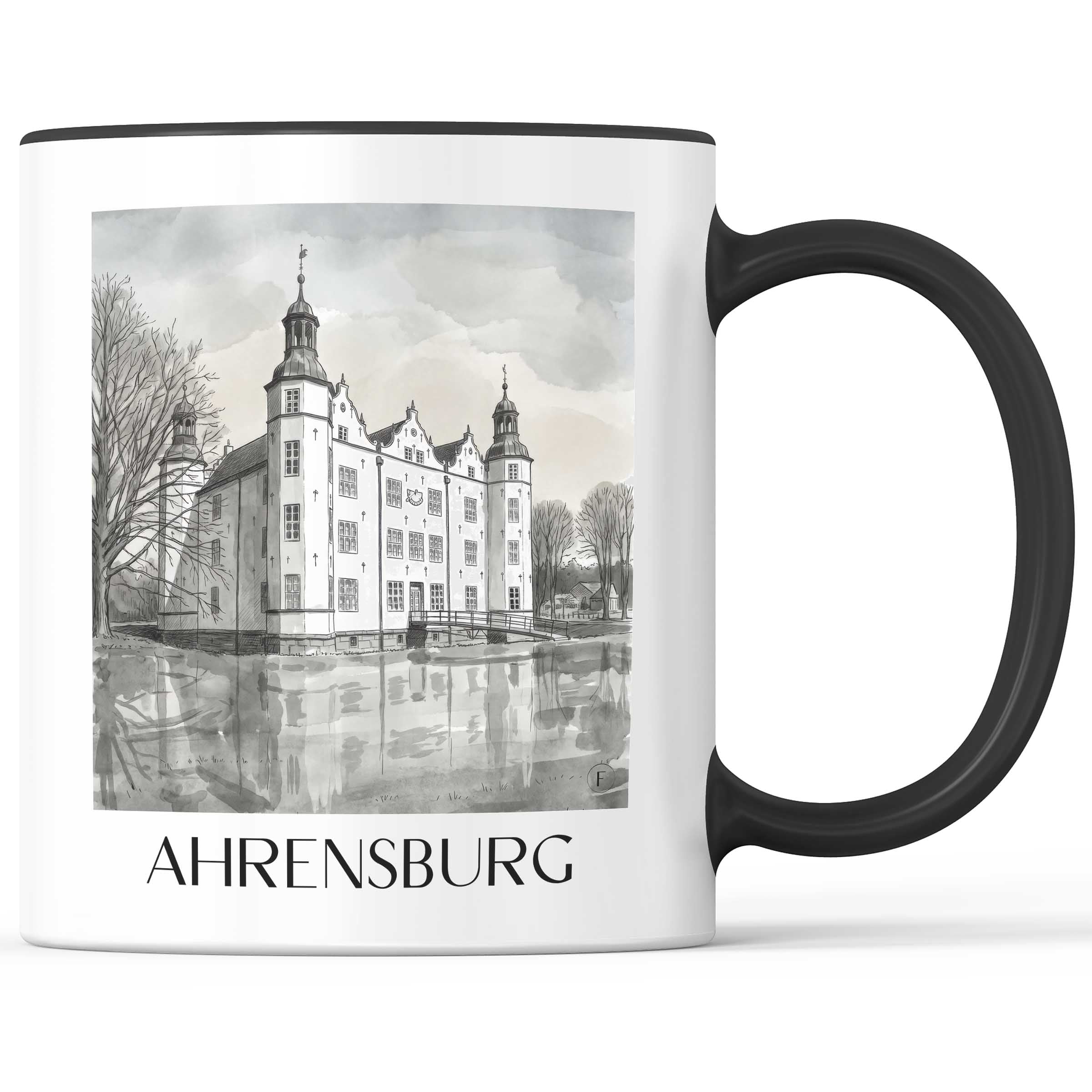 ahrensburg-schleswig-holstein-deutschland-kaffeebecher-aquarell-schwarz-weiss