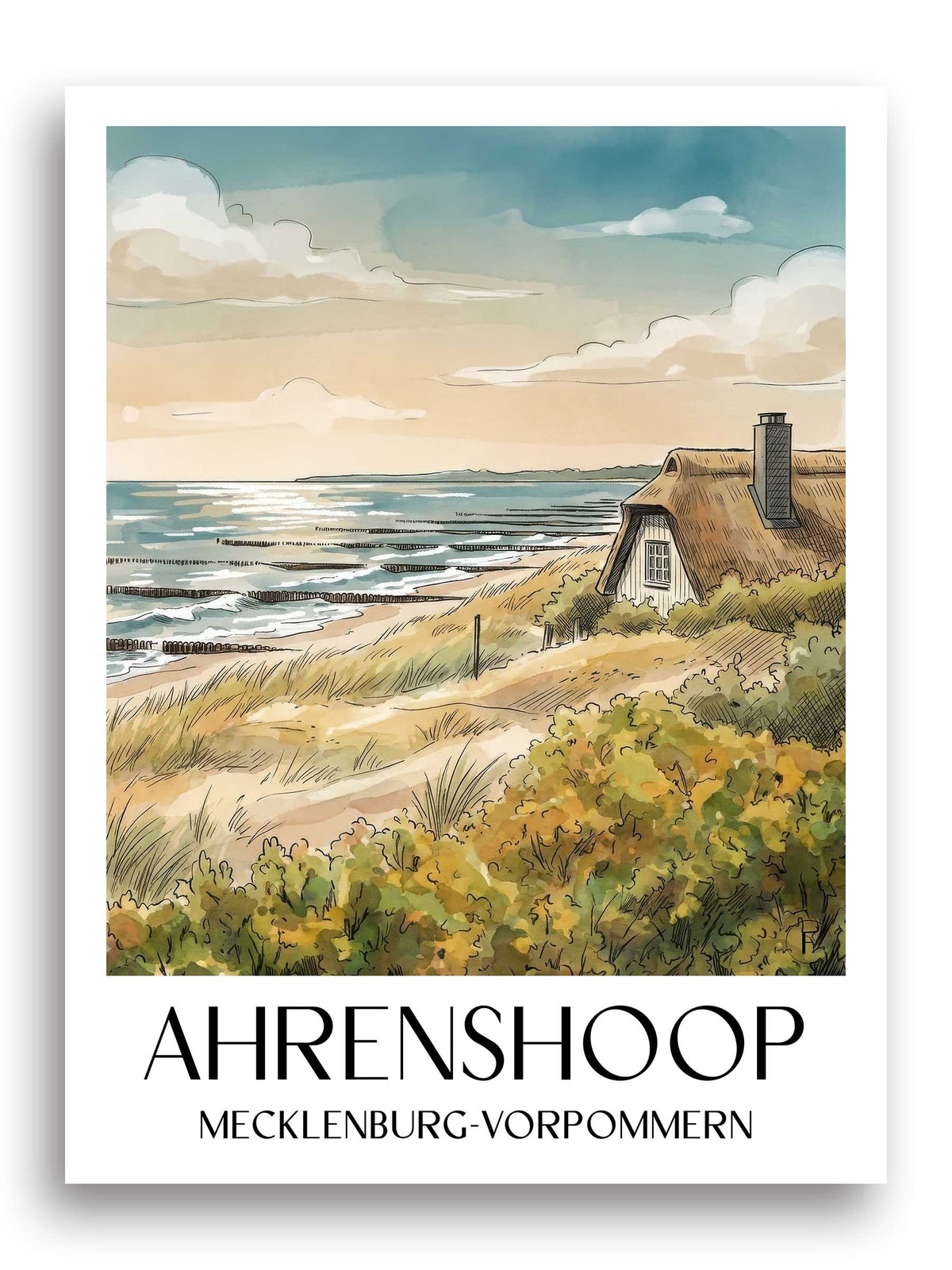 ahrenshoop-mecklenburg-vorpommern-deutschland-poster-aquarell