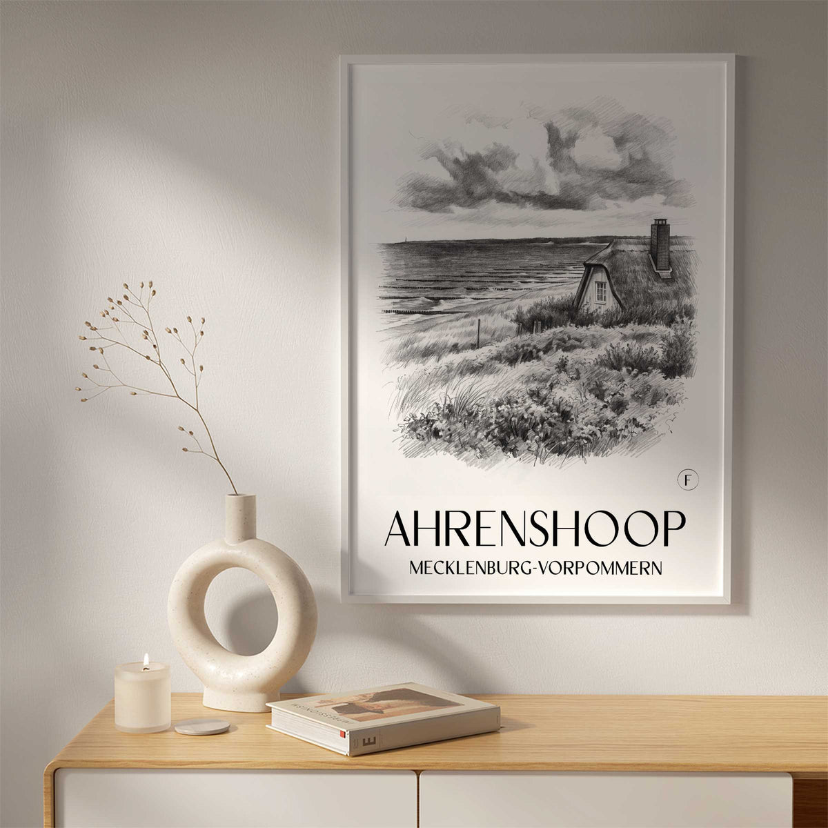 ahrenshoop-mecklenburg-vorpommern-deutschland-poster-bleistift-zeichnung-drawing