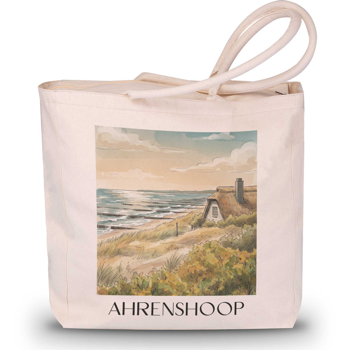 ahrenshoop-mecklenburg-vorpommern-deutschland-einkaufstasche-aquarell