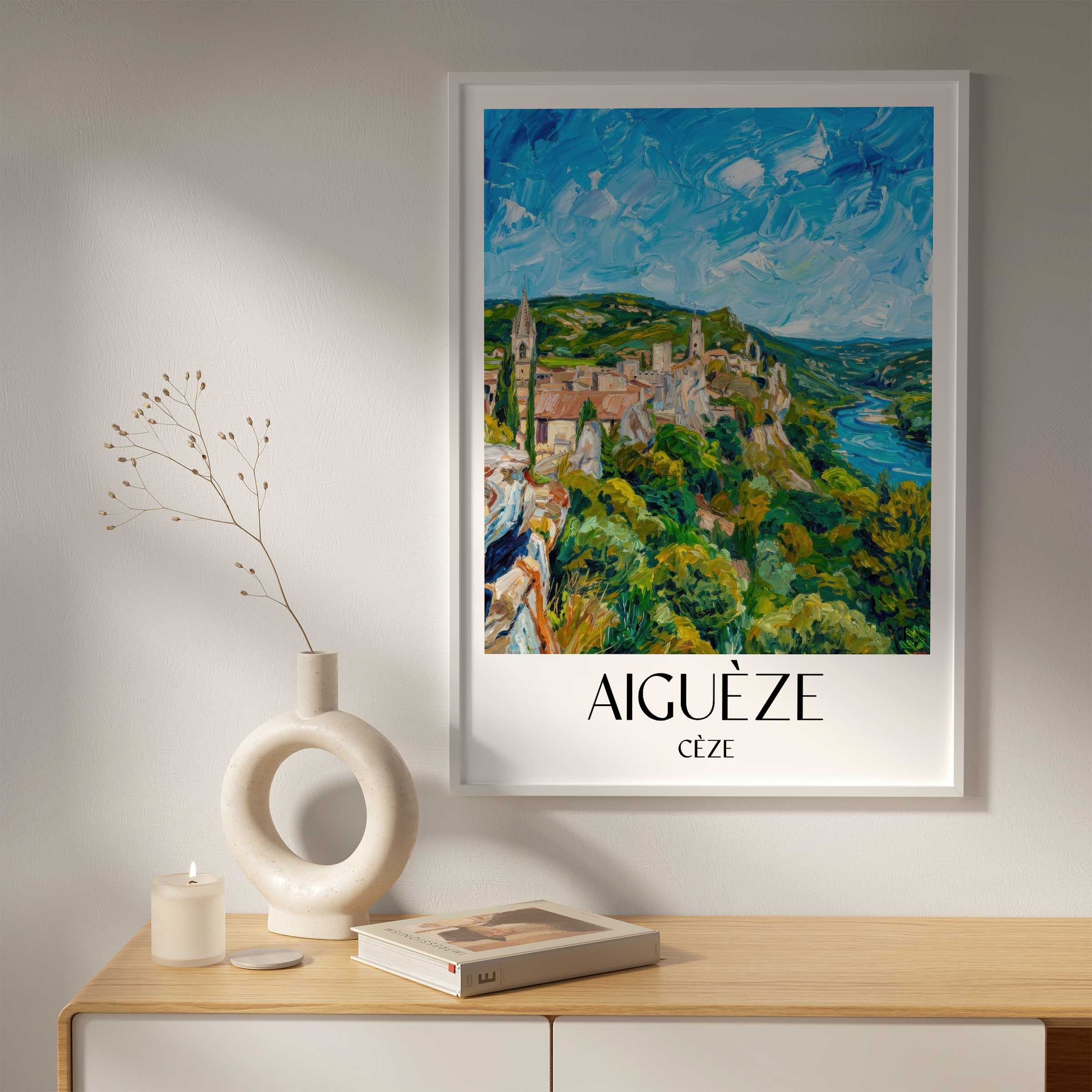 aiguèze-cèze-frankreich-poster-oil-painting-oelgemaelde