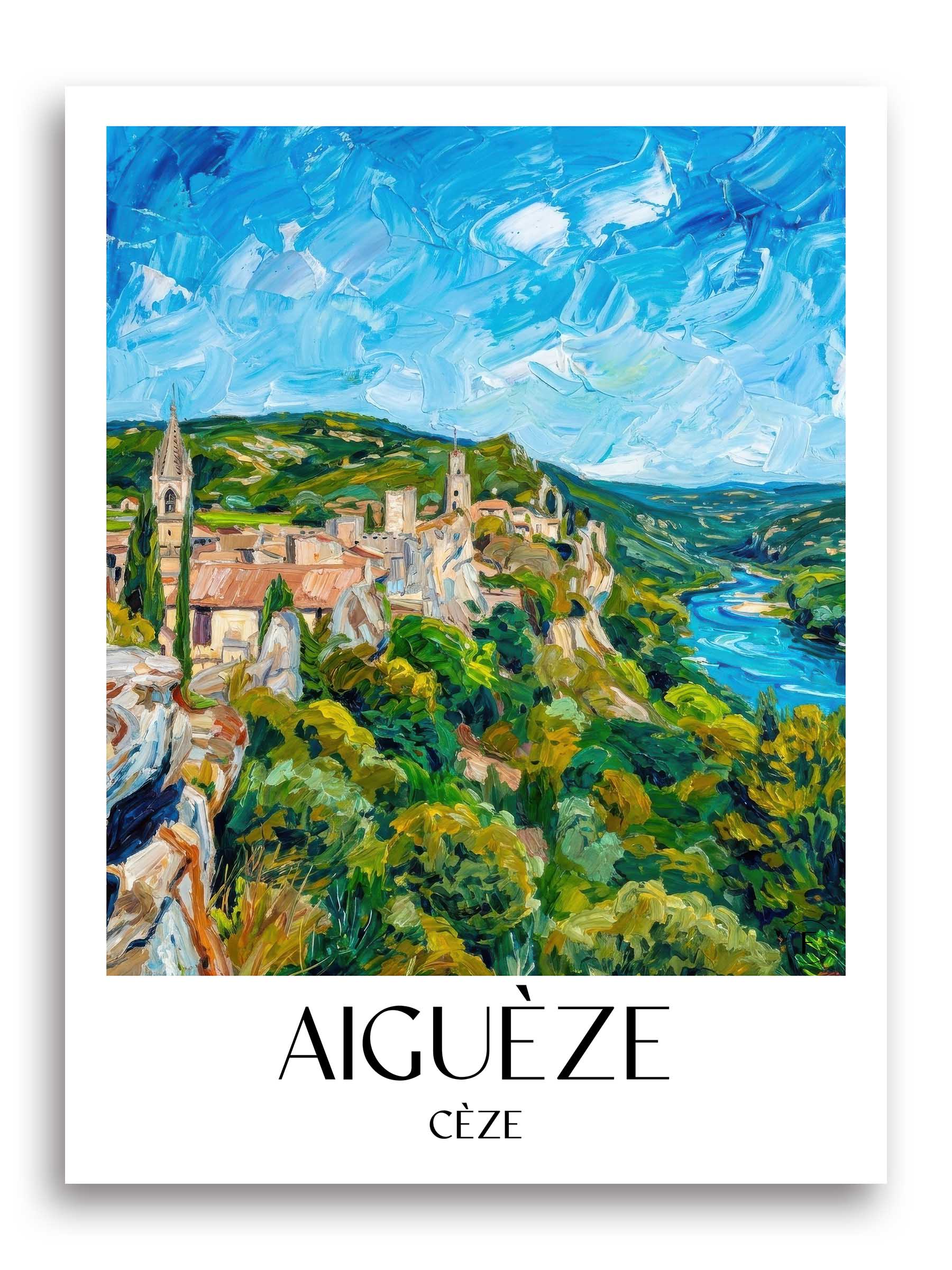 Aiguèze Poster - Cèze - Frankreich Kunstdruck - Ölgemälde von A4 bis A1 - favplace
