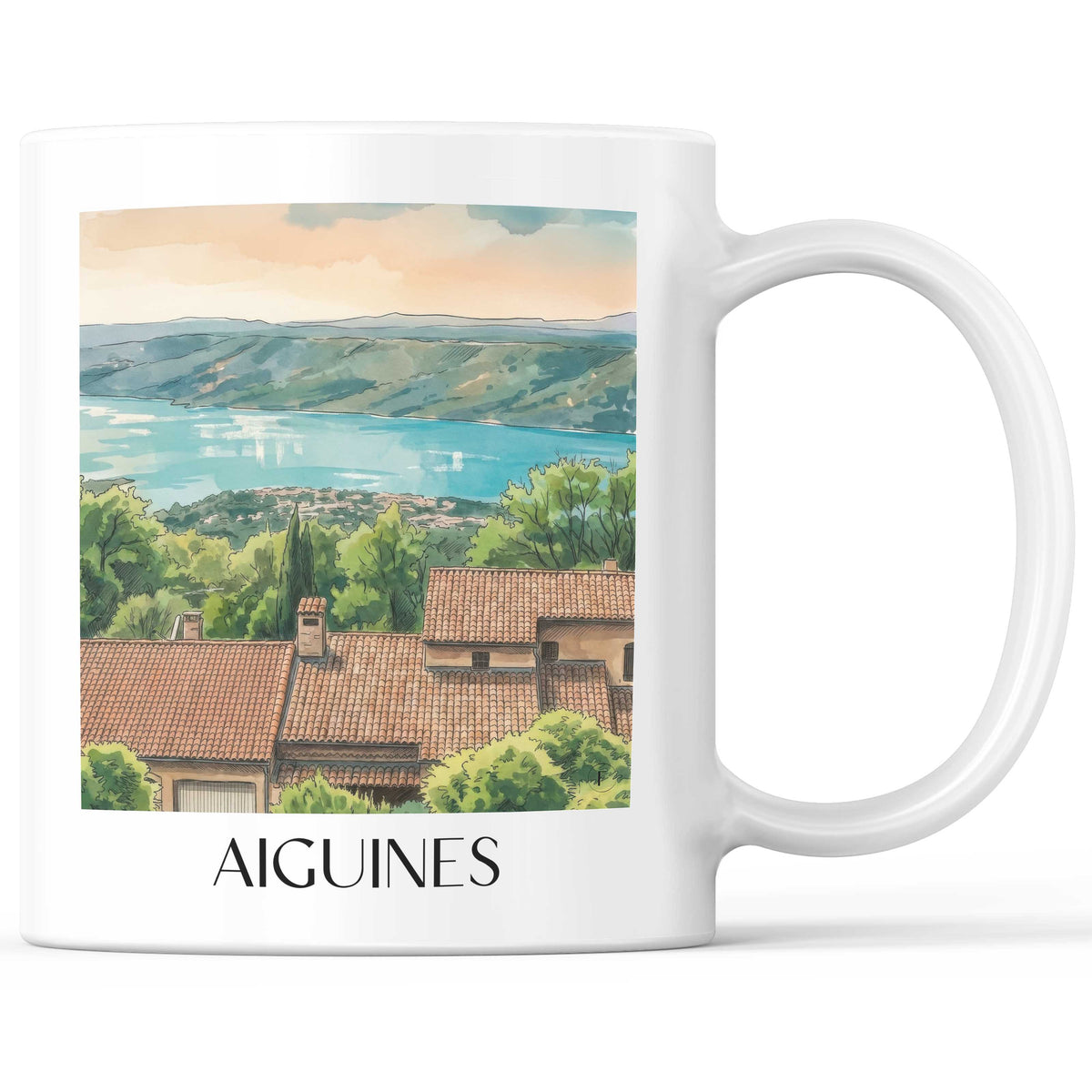 aiguines-verdon-frankreich-kaffeebecher-aquarell