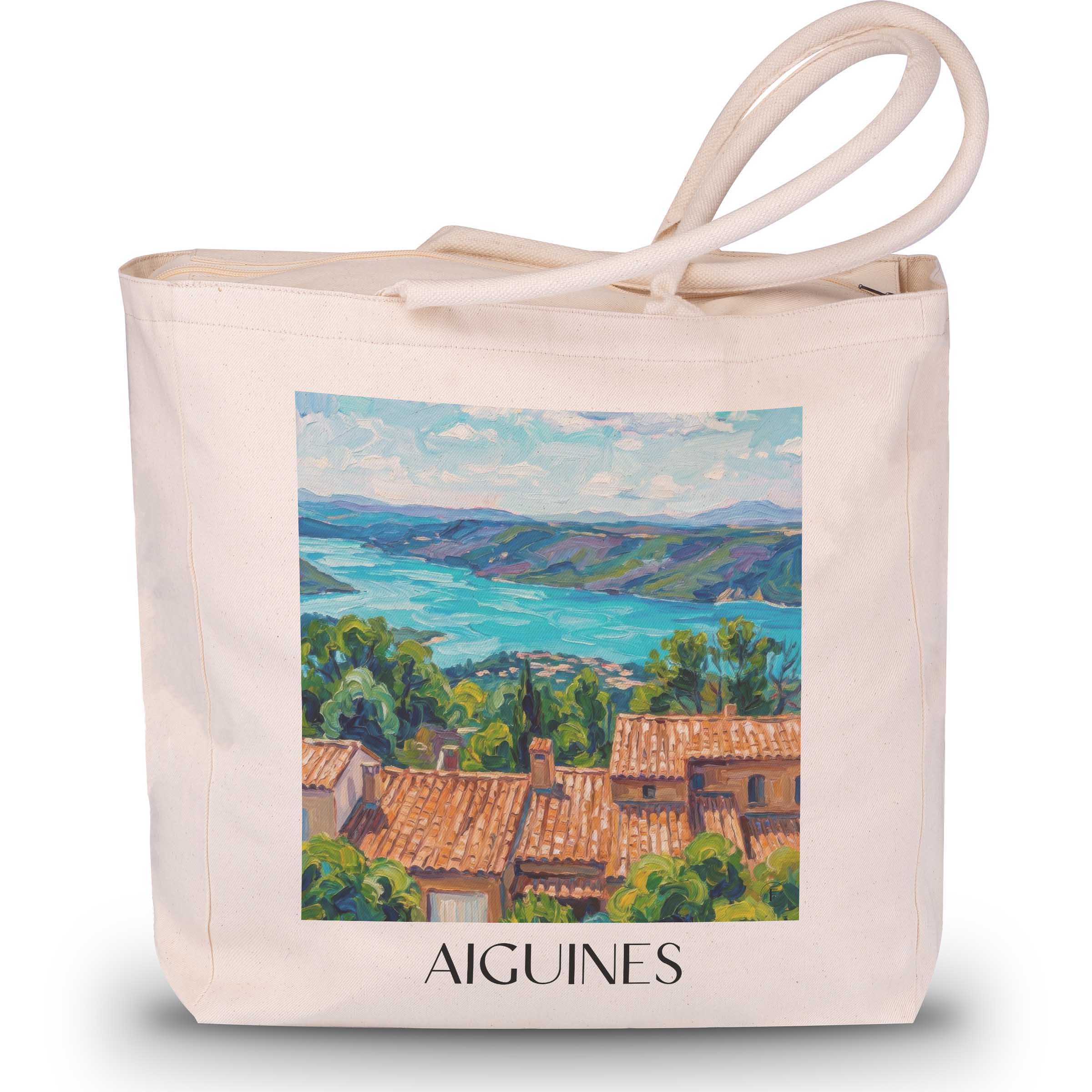 aiguines-verdon-frankreich-einkaufstasche-oil-painting-oelgemaelde