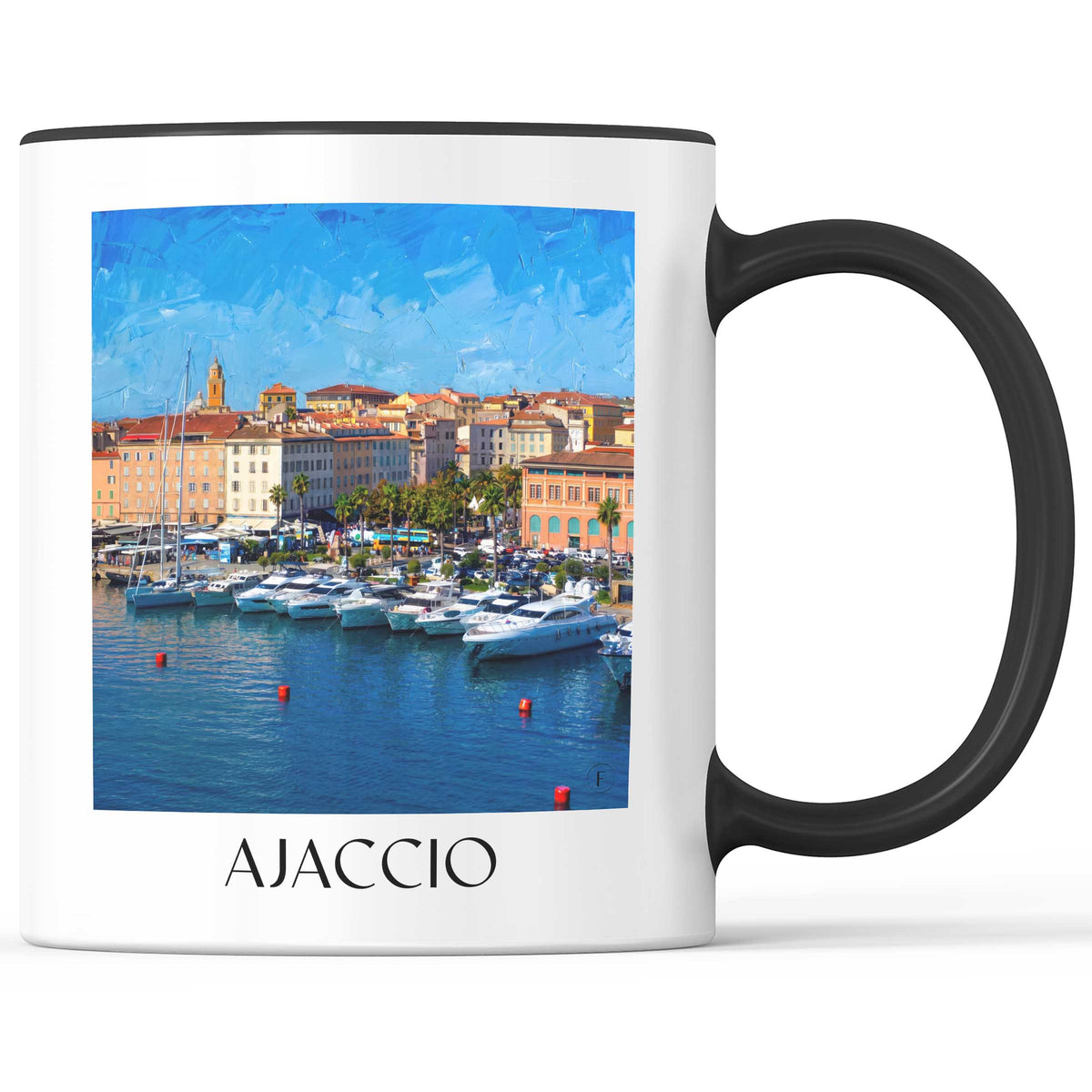 Ajaccio Kaffeebecher - Korsika - Frankreich Becher - Kaffeetasse im Ölgemälde Stil