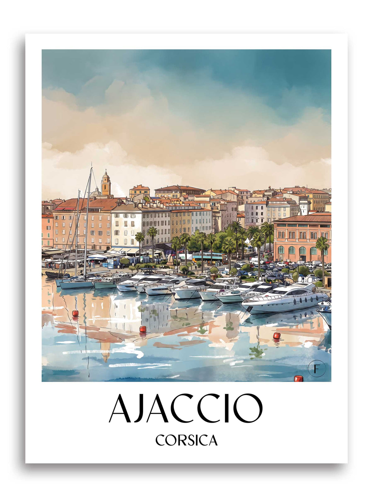Ajaccio Poster - Korsika - Frankreich Kunstdruck - Aquarell von A4 bis A1 - favplace